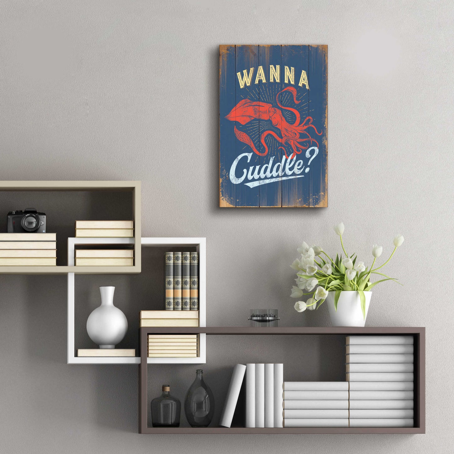 Epic Art 'Wanna Cuddle In Blue' by JJ Brando, Acrylic Glass Wall Art,16x24