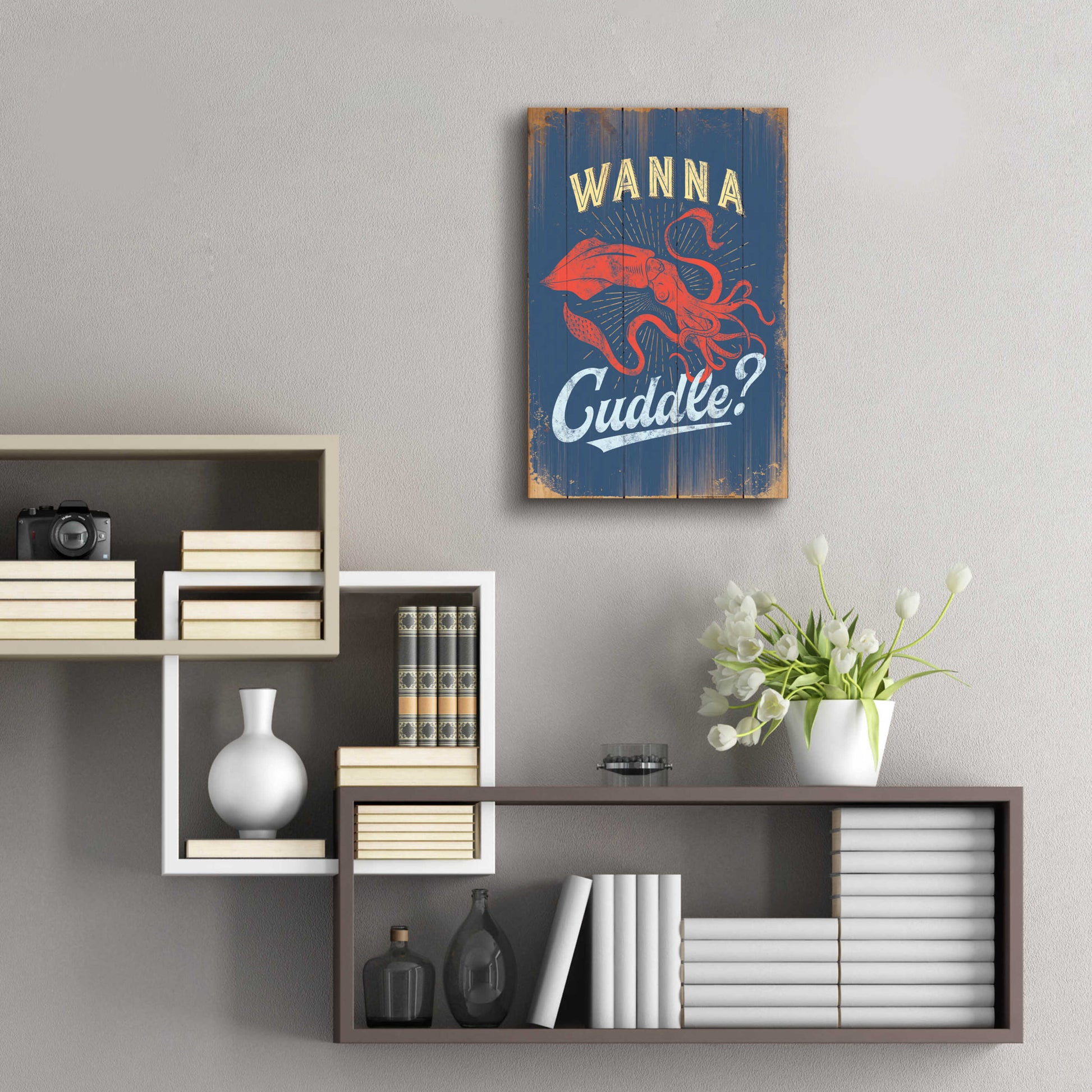 Epic Art 'Wanna Cuddle In Blue' by JJ Brando, Acrylic Glass Wall Art,16x24