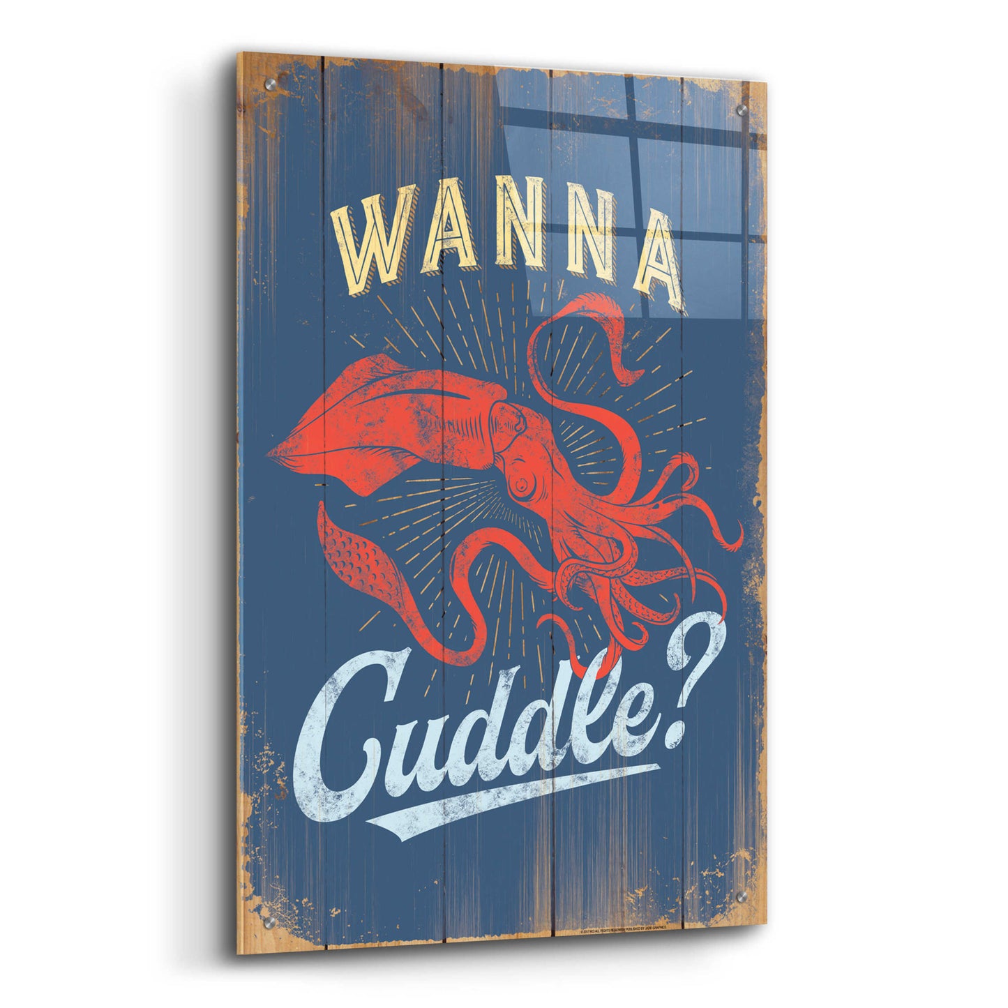 Epic Art 'Wanna Cuddle In Blue' by JJ Brando, Acrylic Glass Wall Art,24x36