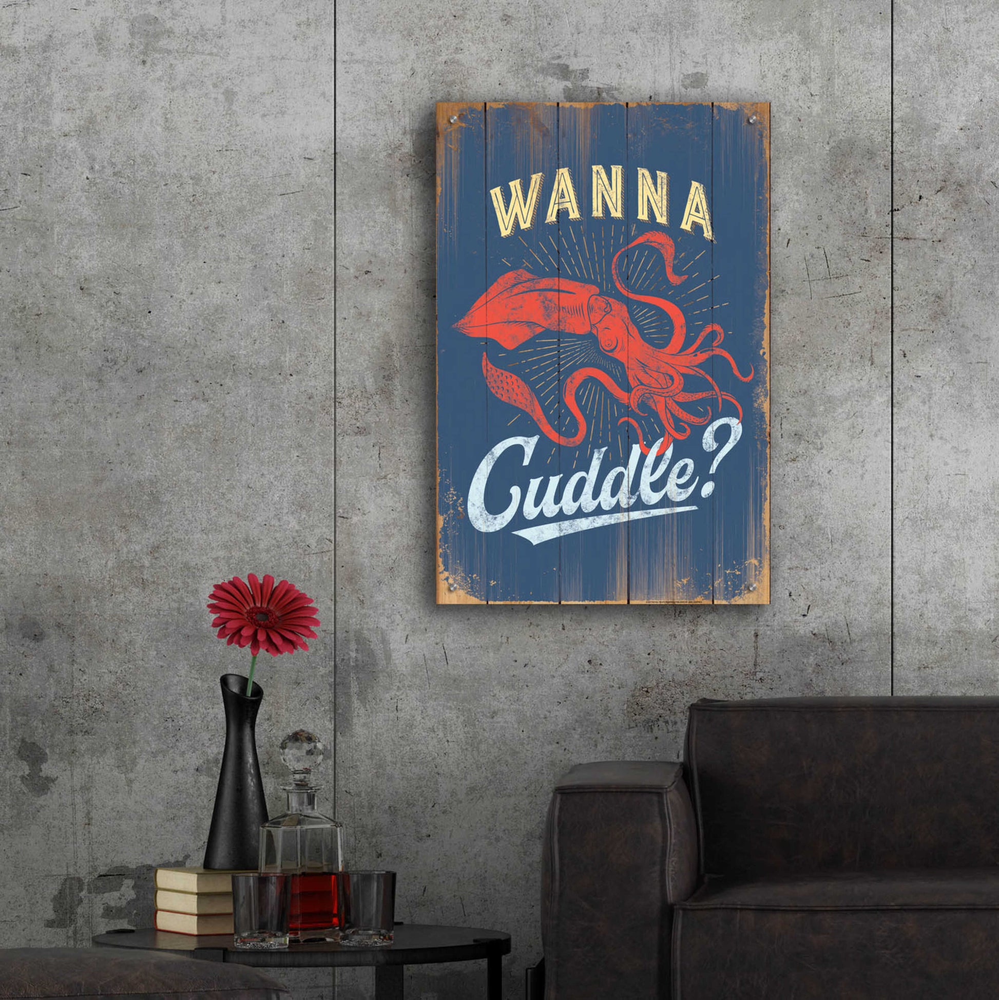 Epic Art 'Wanna Cuddle In Blue' by JJ Brando, Acrylic Glass Wall Art,24x36