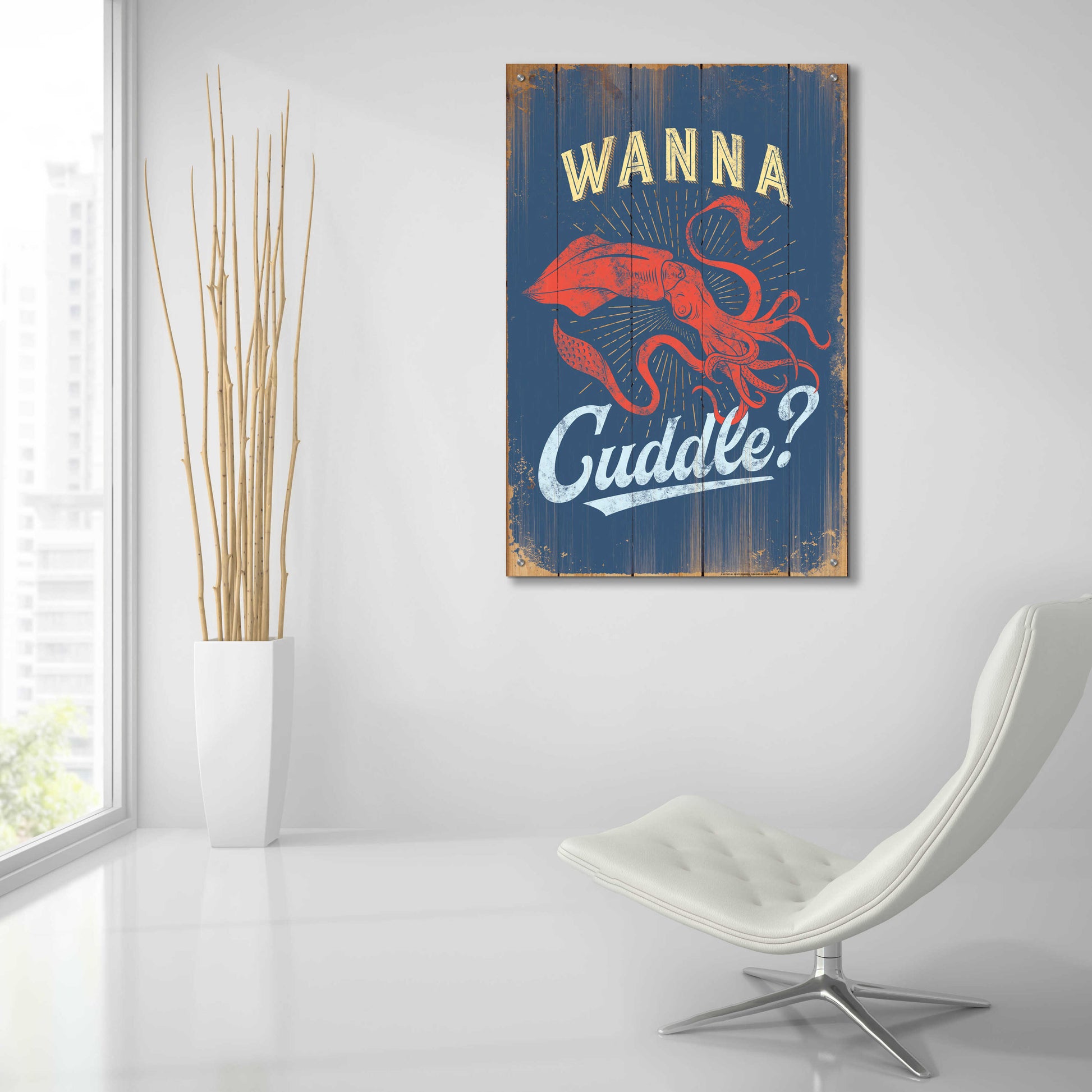 Epic Art 'Wanna Cuddle In Blue' by JJ Brando, Acrylic Glass Wall Art,24x36