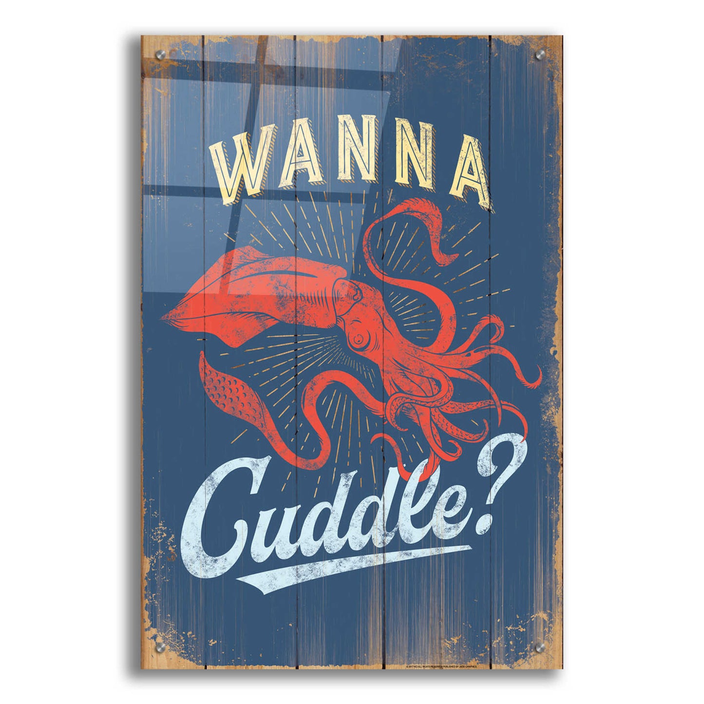 Epic Art 'Wanna Cuddle In Blue' by JJ Brando, Acrylic Glass Wall Art,24x36