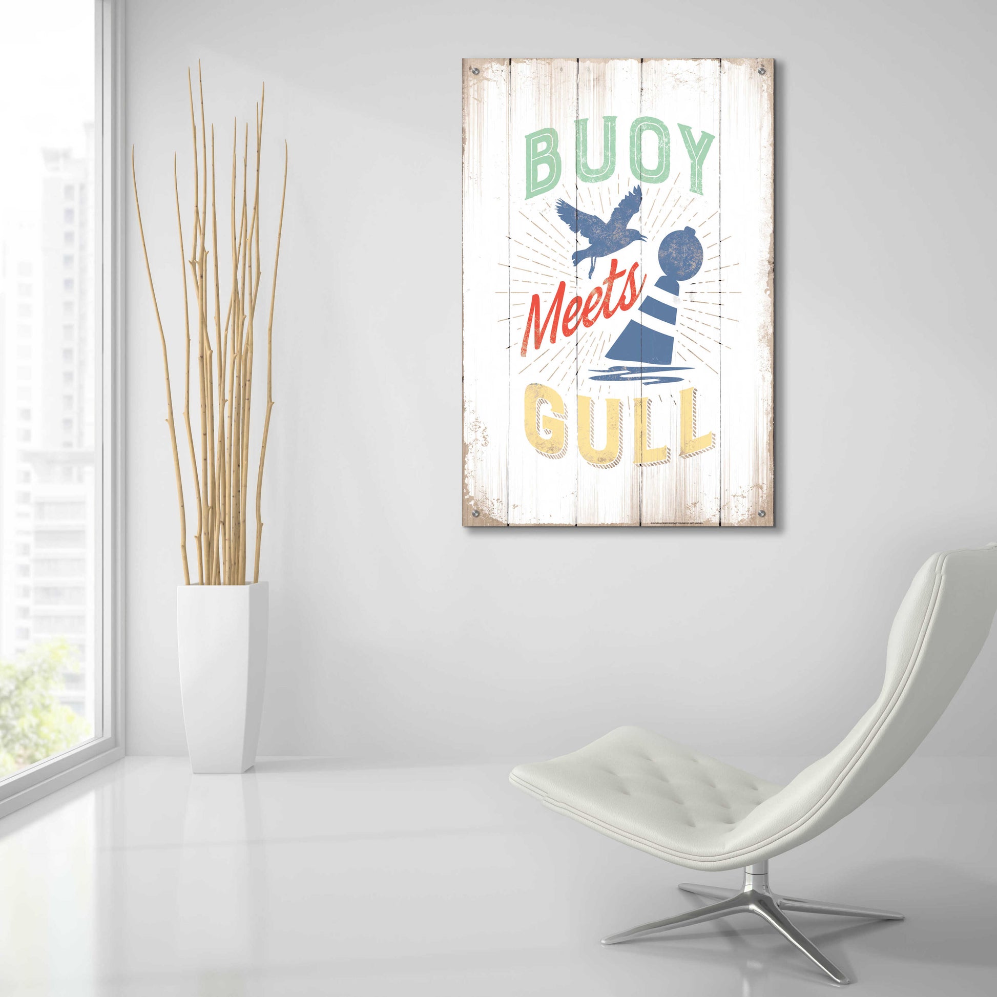 Epic Art 'Buoy Meets Gull' by JJ Brando, Acrylic Glass Wall Art,24x36