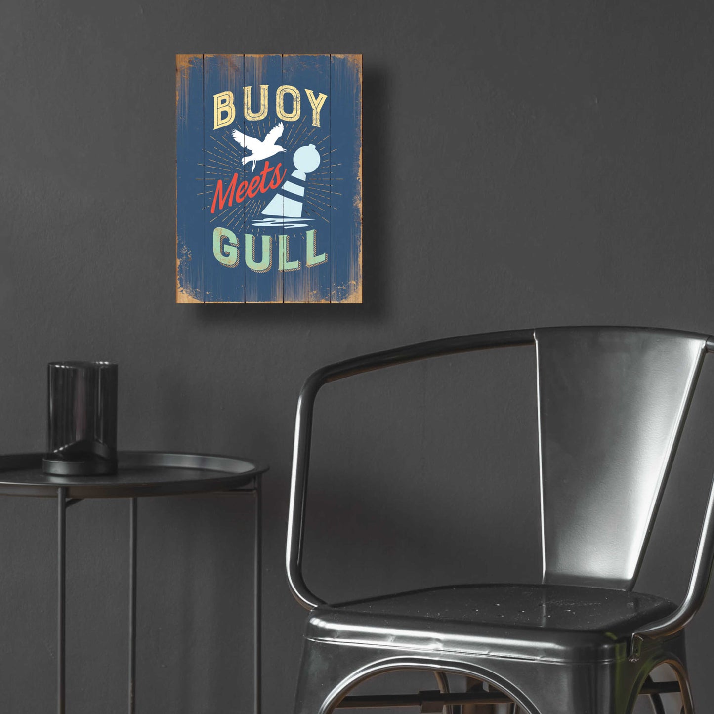 Epic Art 'Buoy Meets Gull In Blue' by JJ Brando, Acrylic Glass Wall Art,12x16
