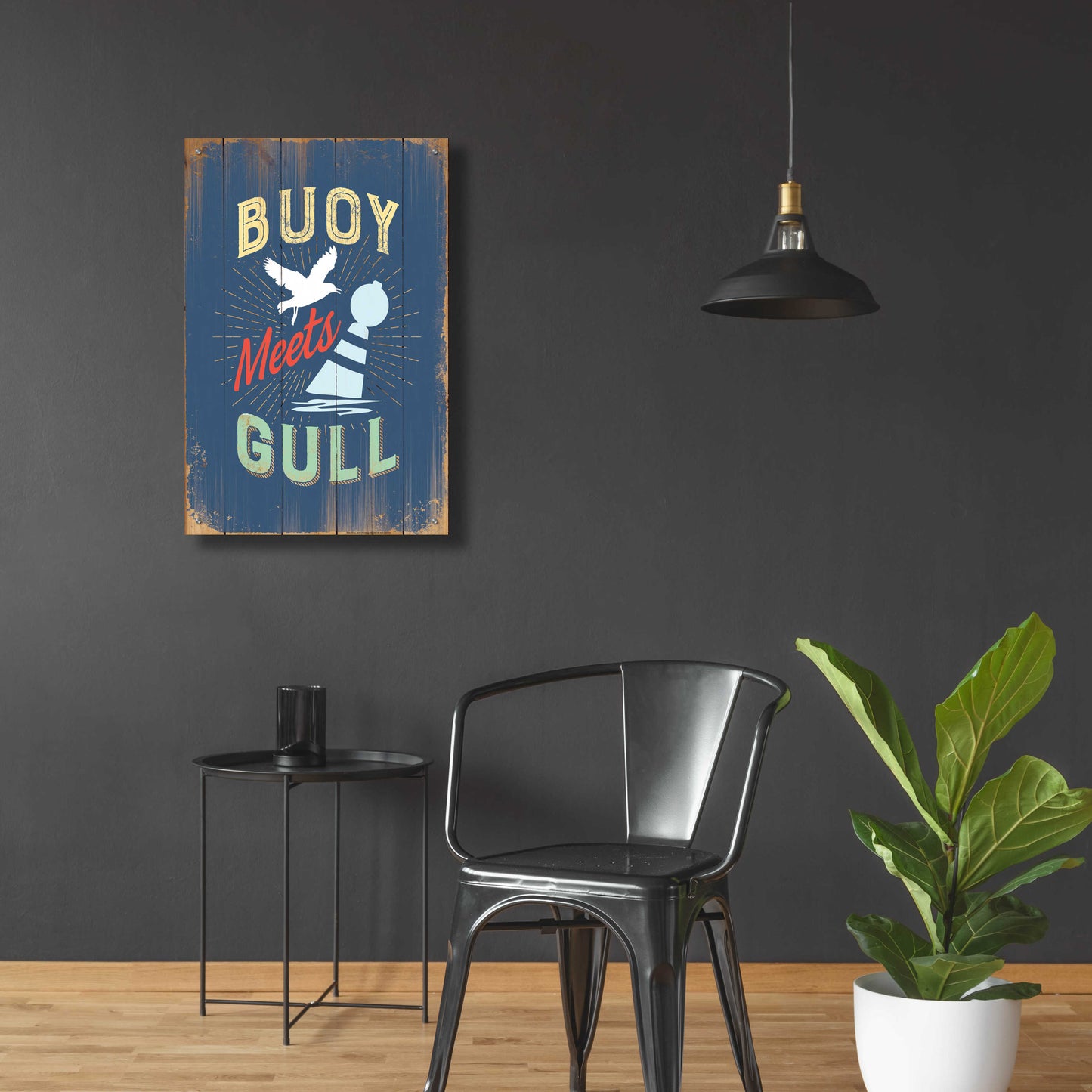 Epic Art 'Buoy Meets Gull In Blue' by JJ Brando, Acrylic Glass Wall Art,24x36
