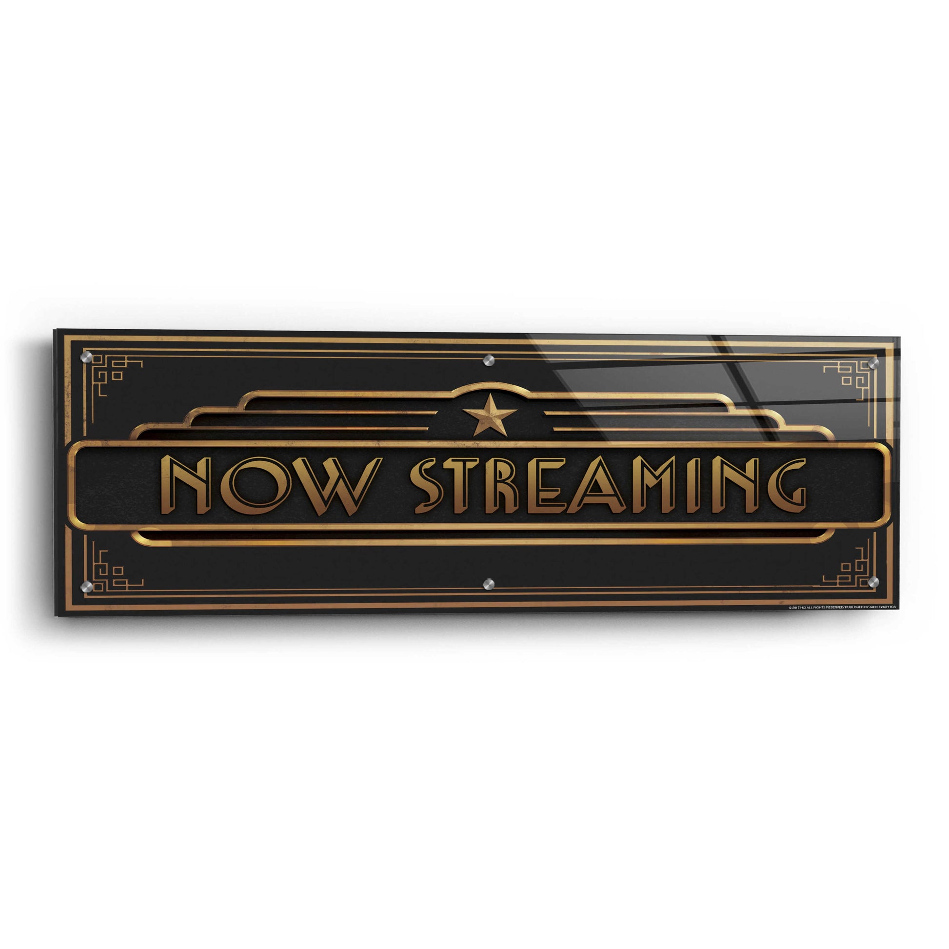 Epic Art 'Now Streaming' by JJ Brando, Acrylic Glass Wall Art,36x12