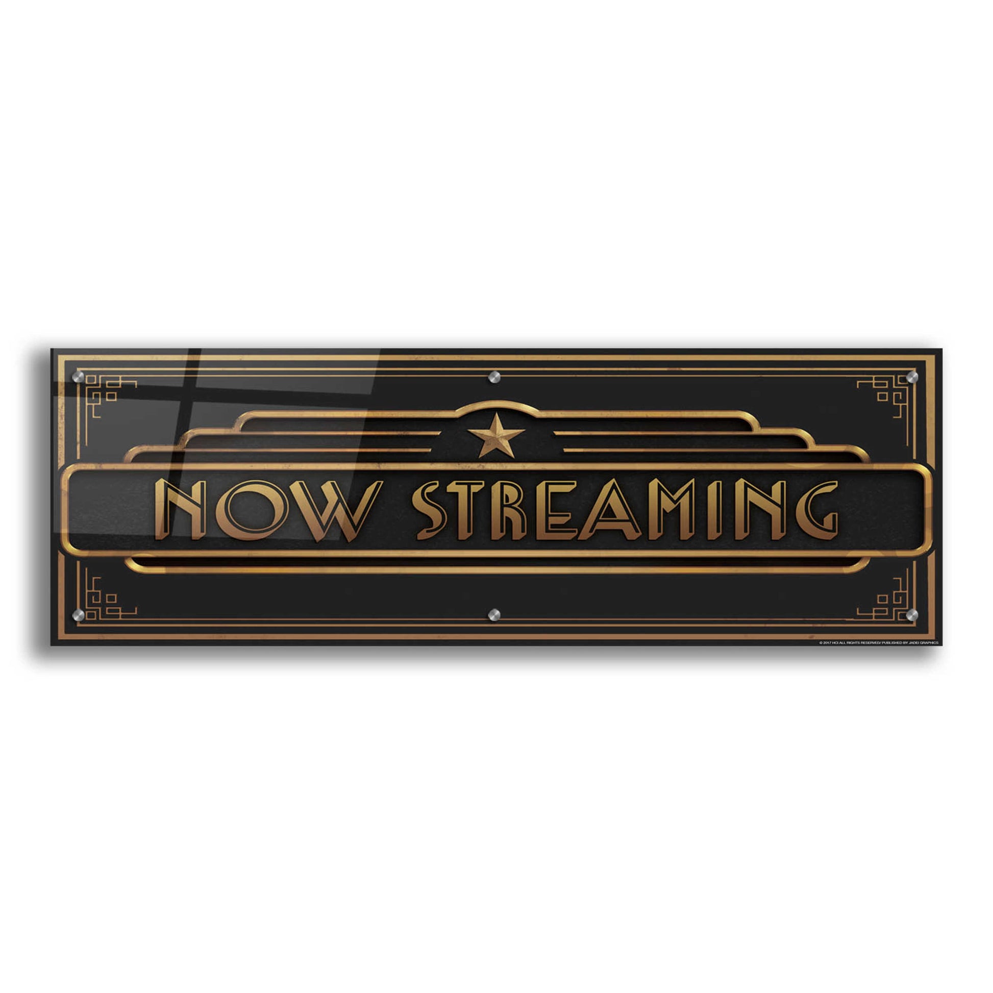 Epic Art 'Now Streaming' by JJ Brando, Acrylic Glass Wall Art,36x12