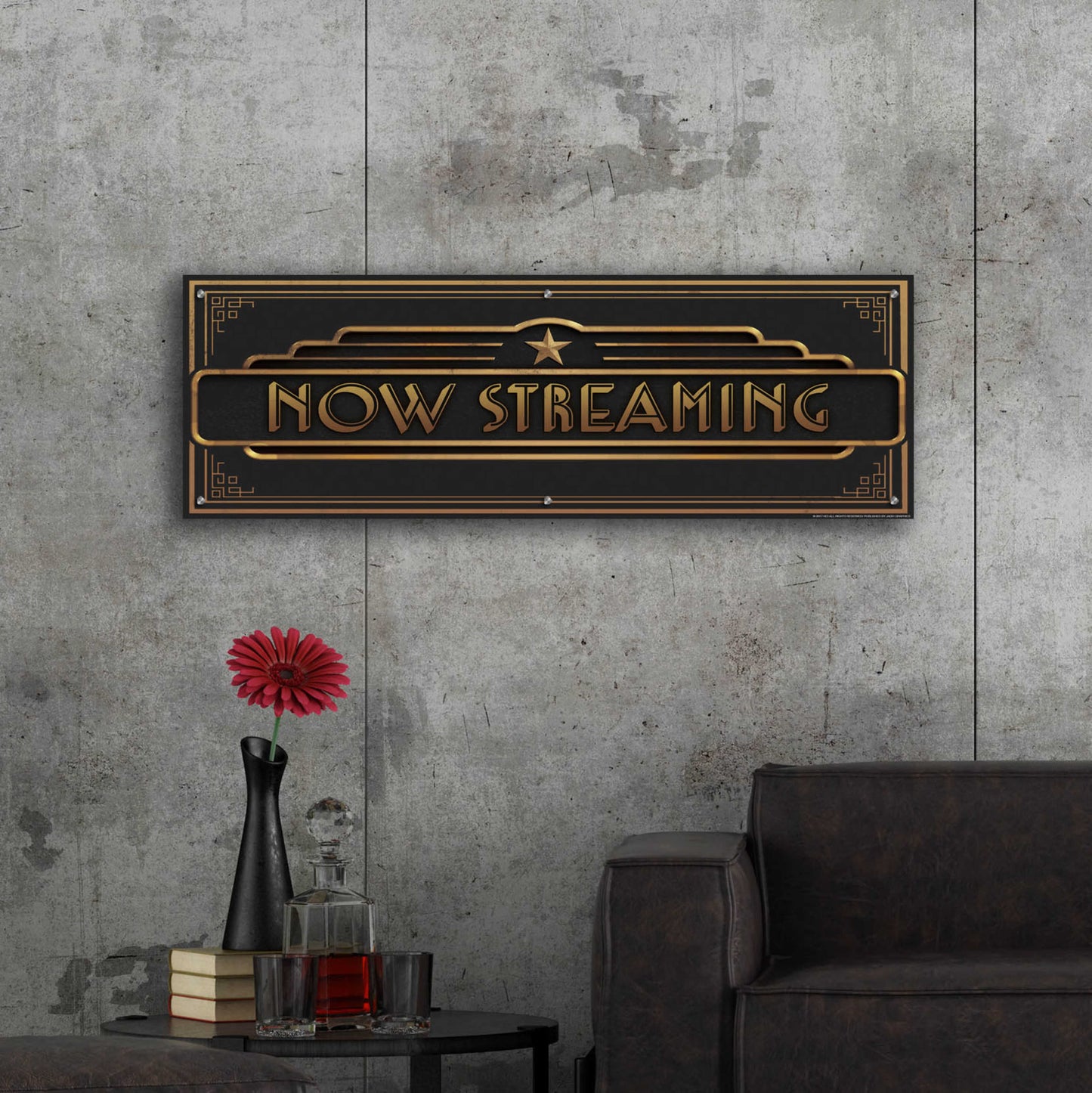 Epic Art 'Now Streaming' by JJ Brando, Acrylic Glass Wall Art,48x16