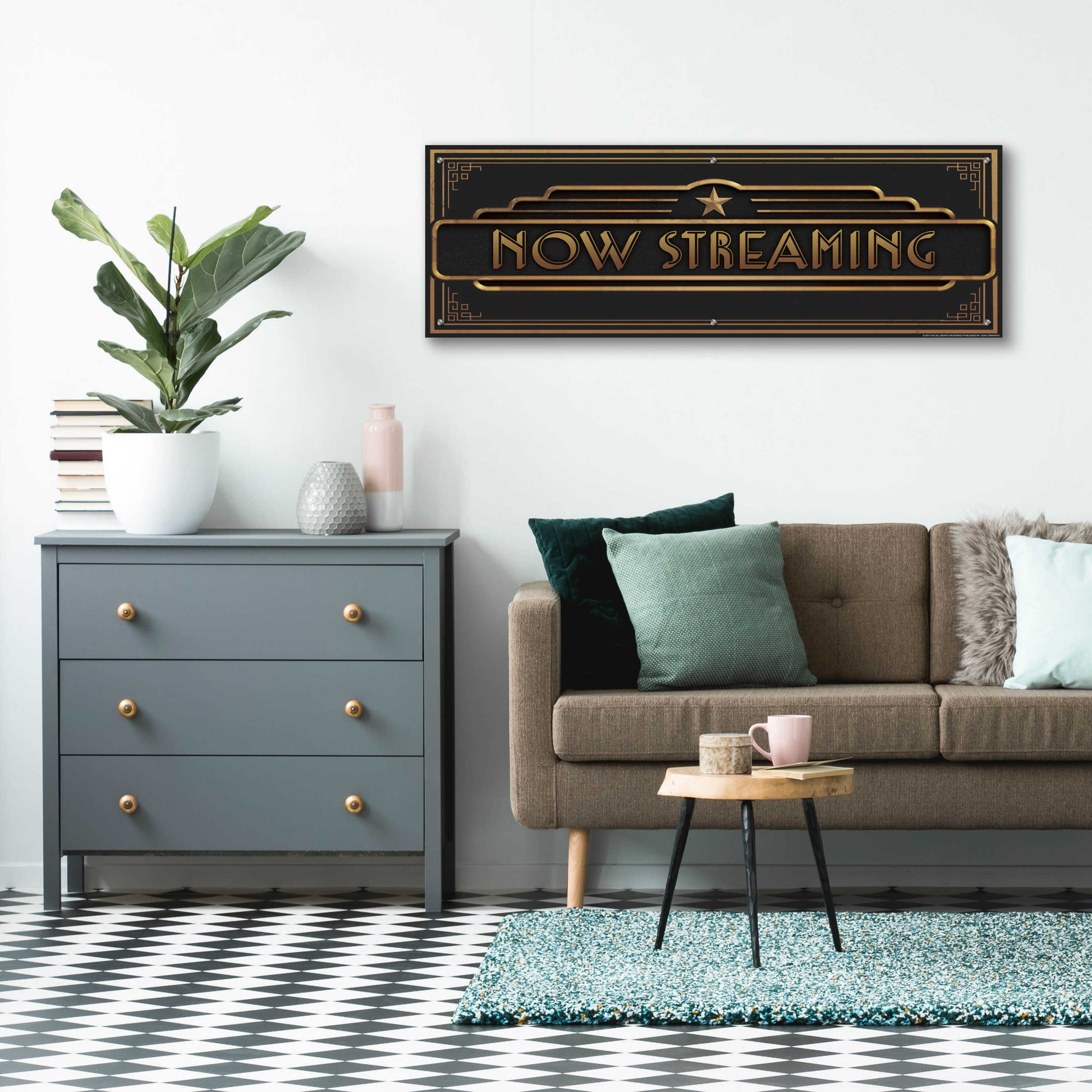 Epic Art 'Now Streaming' by JJ Brando, Acrylic Glass Wall Art,48x16