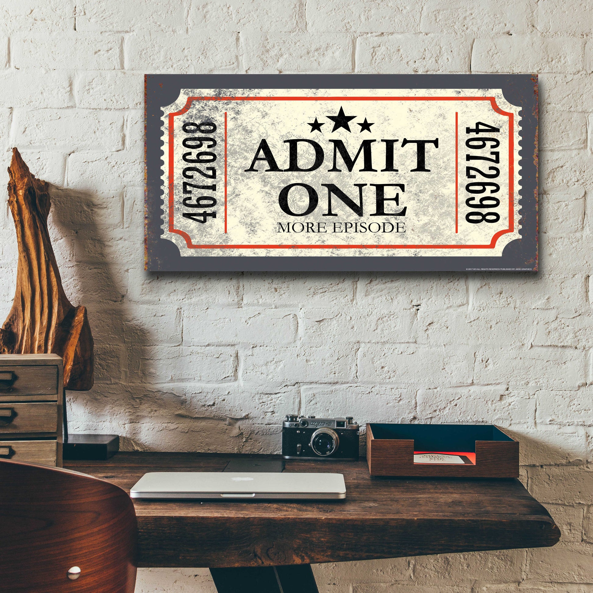 Epic Art 'Admit One' by JJ Brando, Acrylic Glass Wall Art,24x12