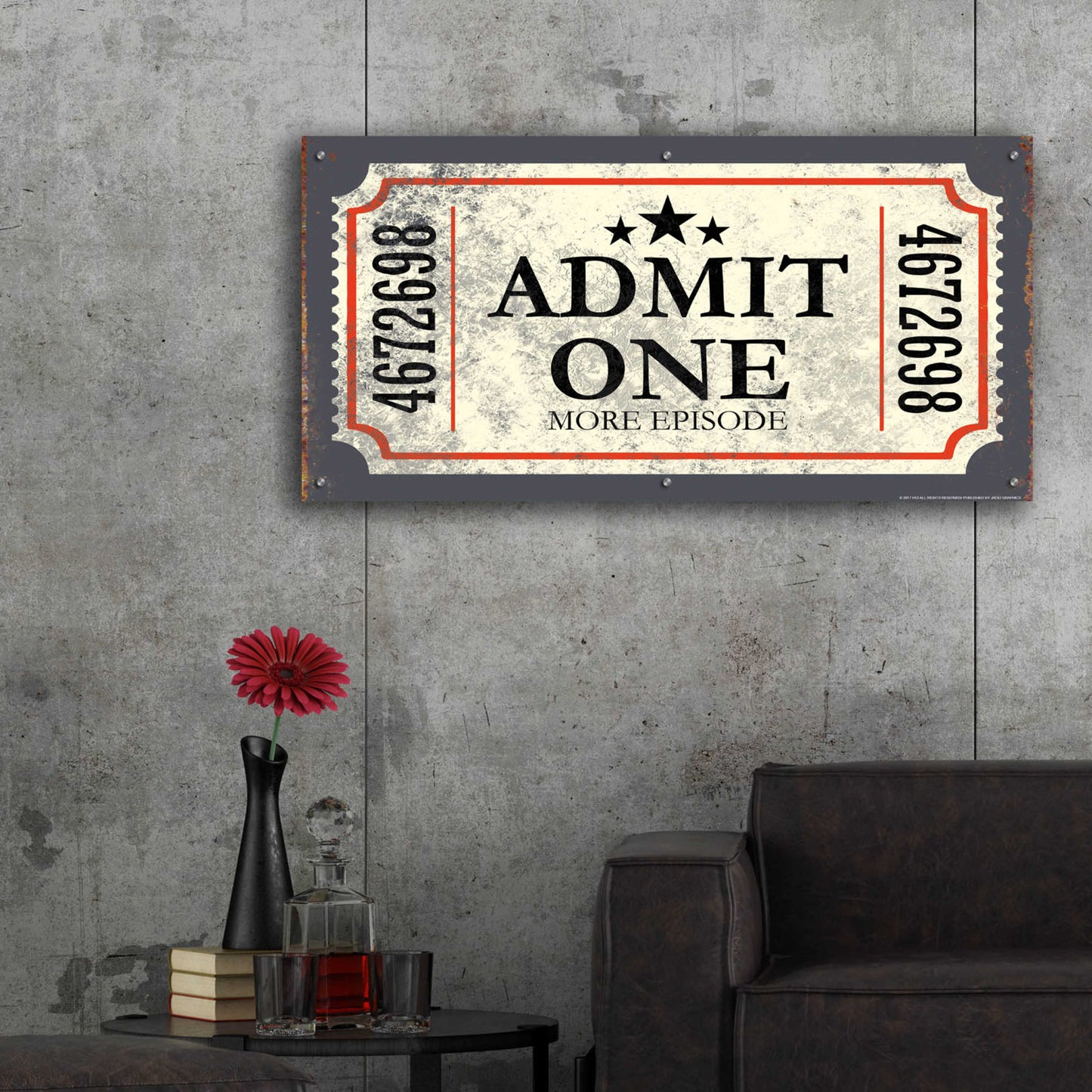 Epic Art 'Admit One' by JJ Brando, Acrylic Glass Wall Art,48x24