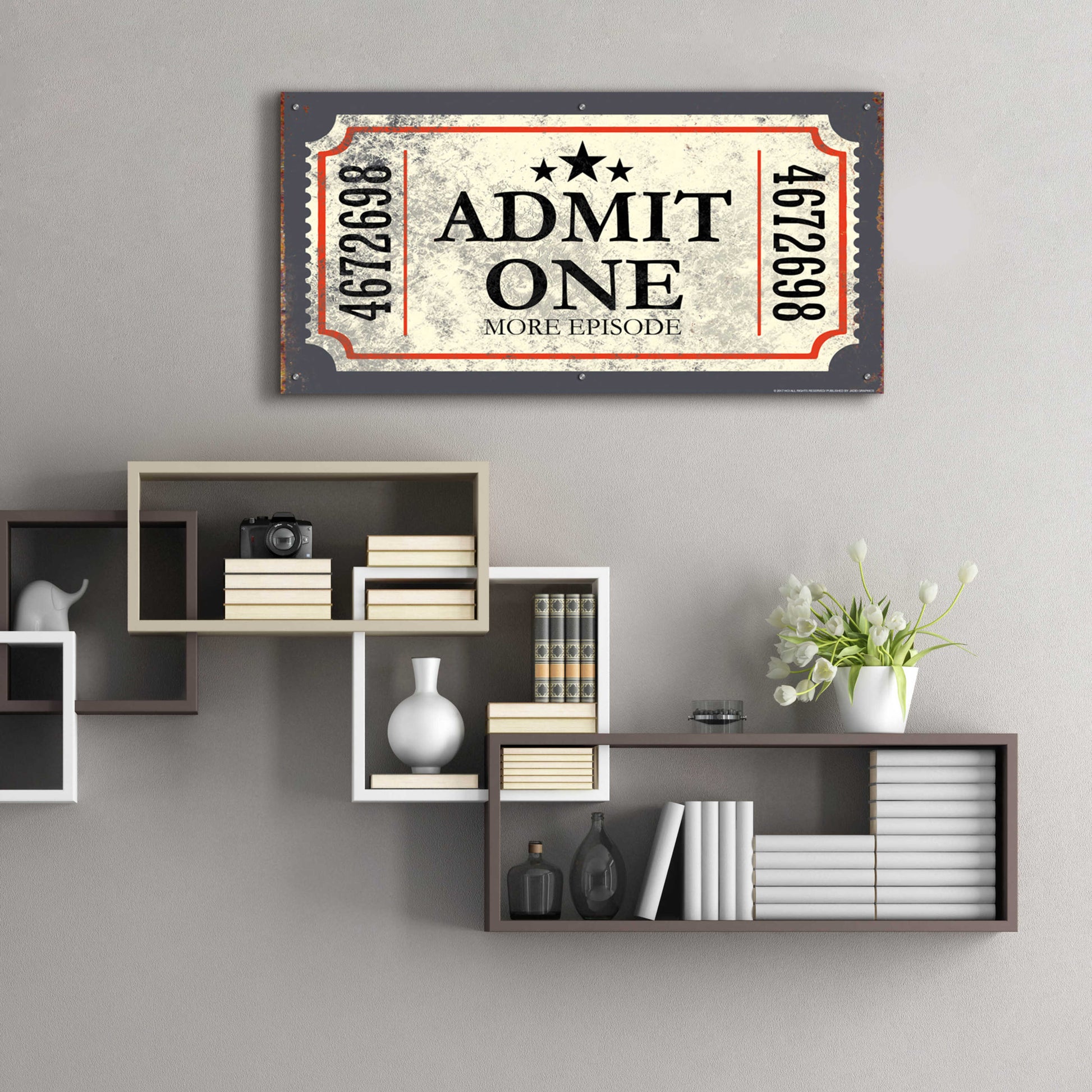 Epic Art 'Admit One' by JJ Brando, Acrylic Glass Wall Art,48x24