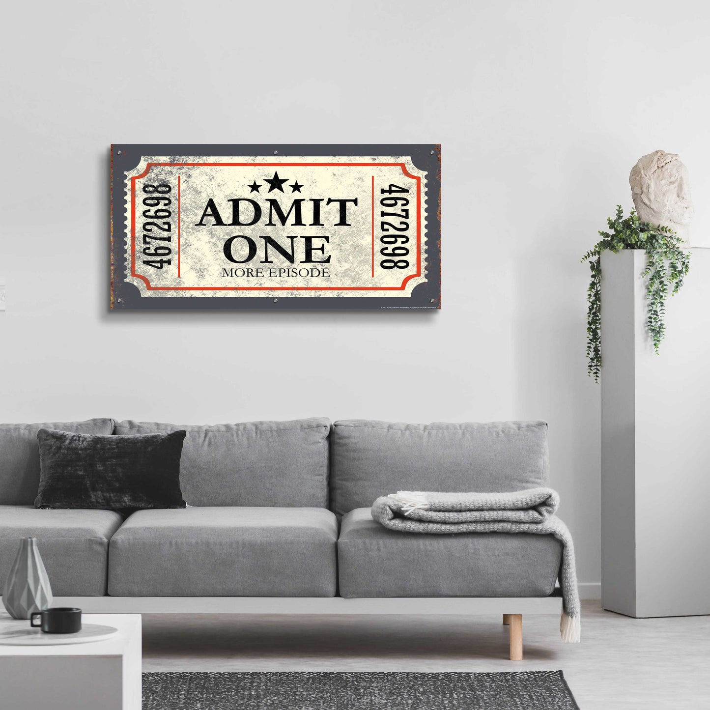 Epic Art 'Admit One' by JJ Brando, Acrylic Glass Wall Art,48x24