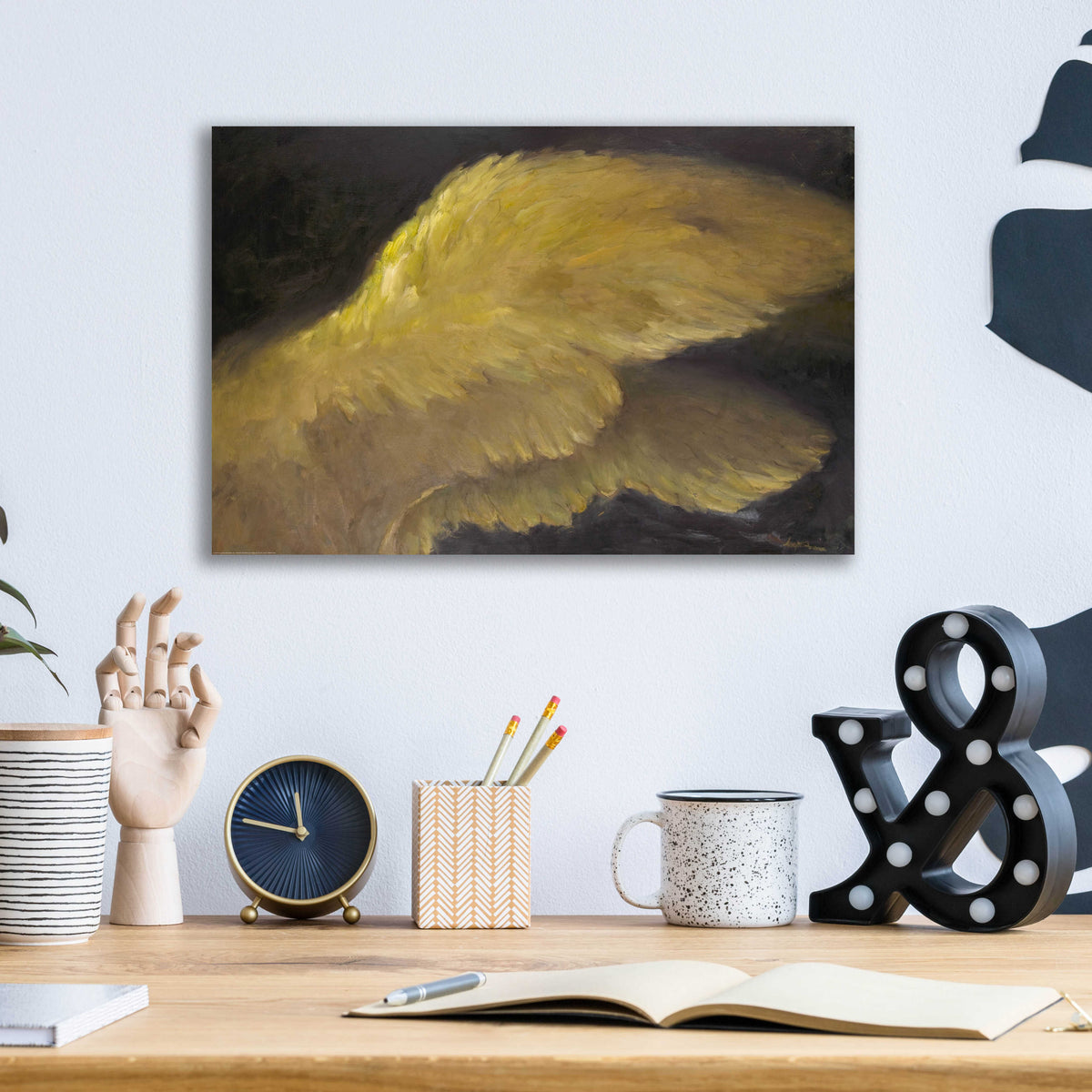 Golden Wings 1 by Allayn Stevens - 16x12 acrylic wall art in a room