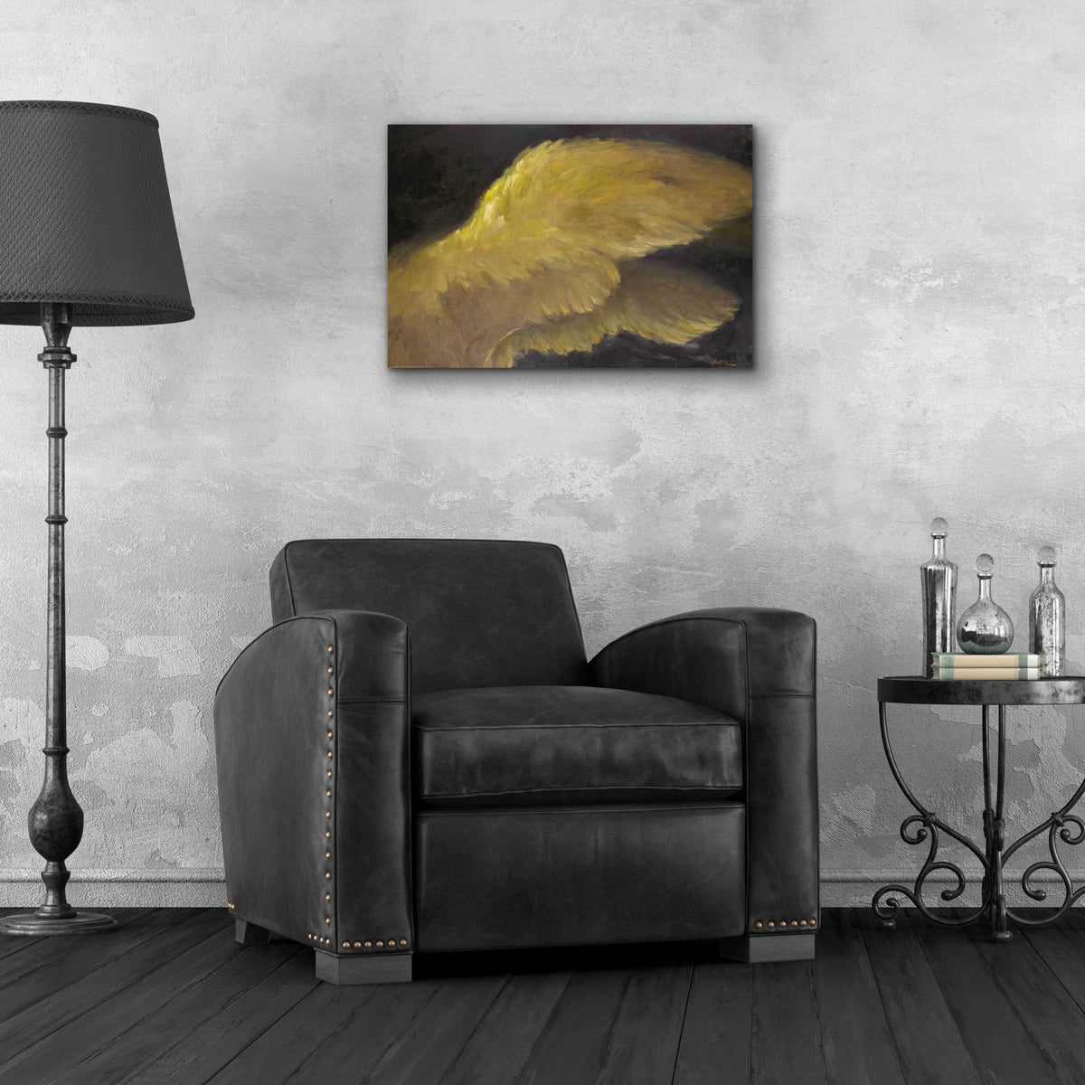 Golden Wings 1 by Allayn Stevens - 24x16 acrylic wall art in a room