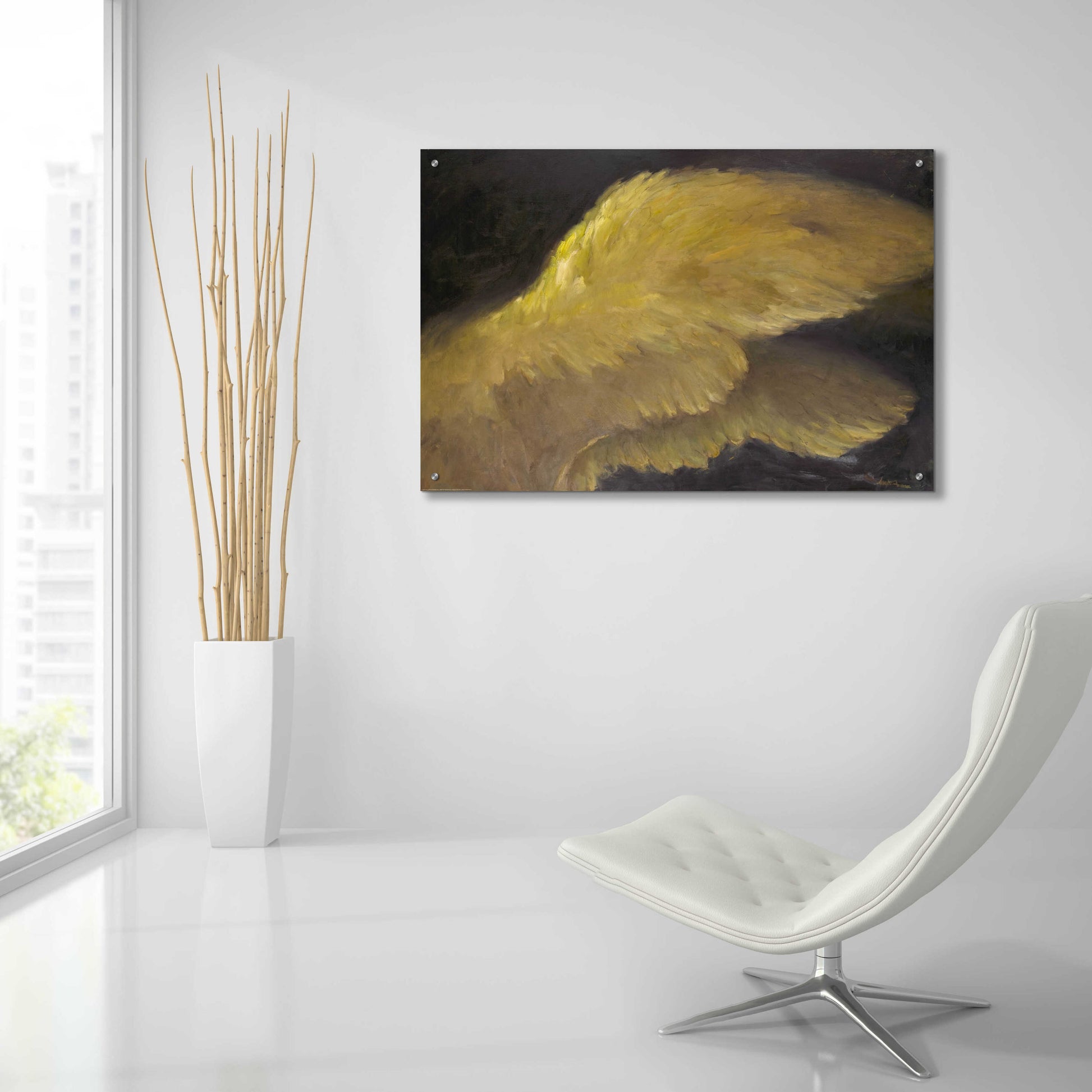 Epic Art 'Golden Wings 1' by Allayn Stevens, Acrylic Glass Wall Art,36x24