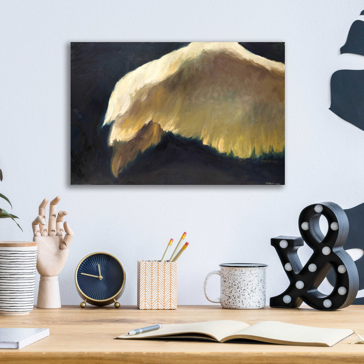 Golden Wings 2 by Allayn Stevens - 16x12 acrylic wall art in a room