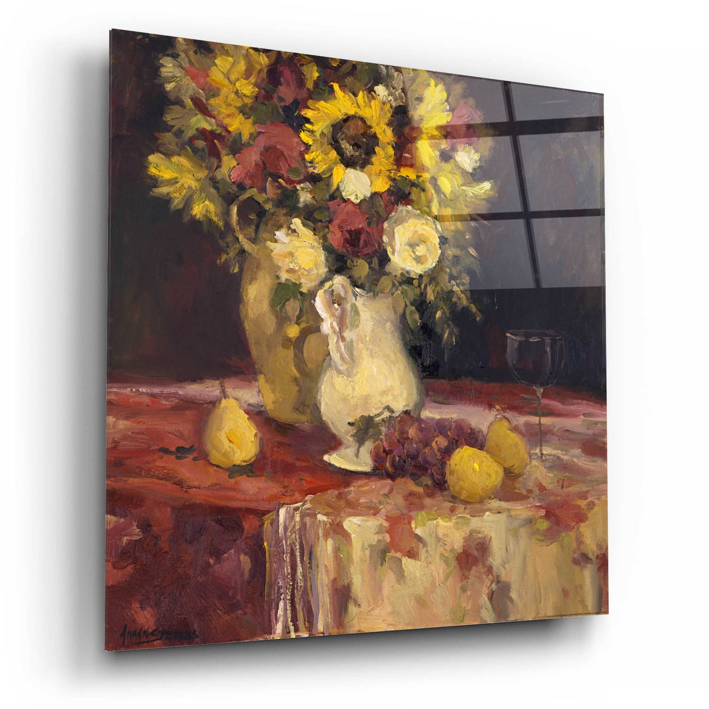 Epic Art 'Sunflowers And Wine' by Allayn Stevens, Acrylic Glass Wall Art,12x12