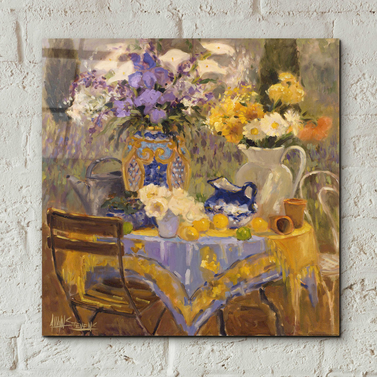 Garden Table by Allayn Stevens - 12x12 acrylic wall art in a room