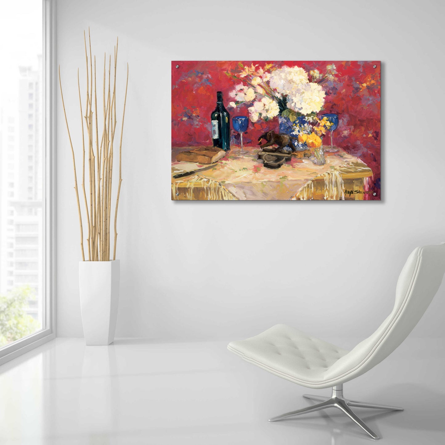 Epic Art 'White Bouquet' by Allayn Stevens, Acrylic Glass Wall Art,36x24