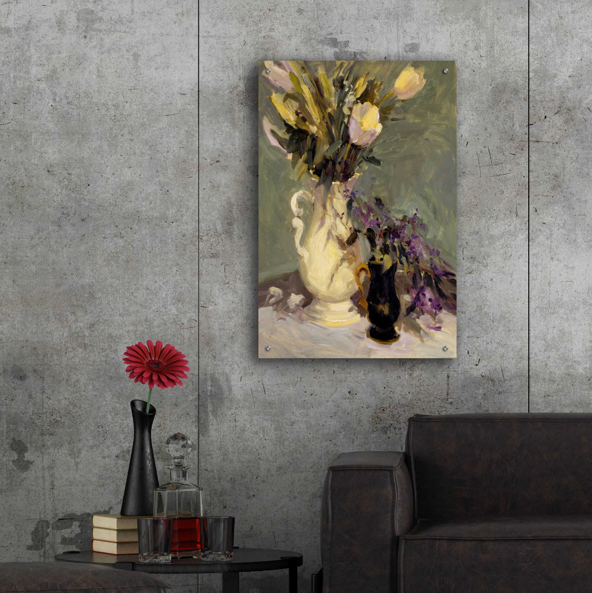 Epic Art 'Tulips And Lavender' by Allayn Stevens, Acrylic Glass Wall Art,24x36