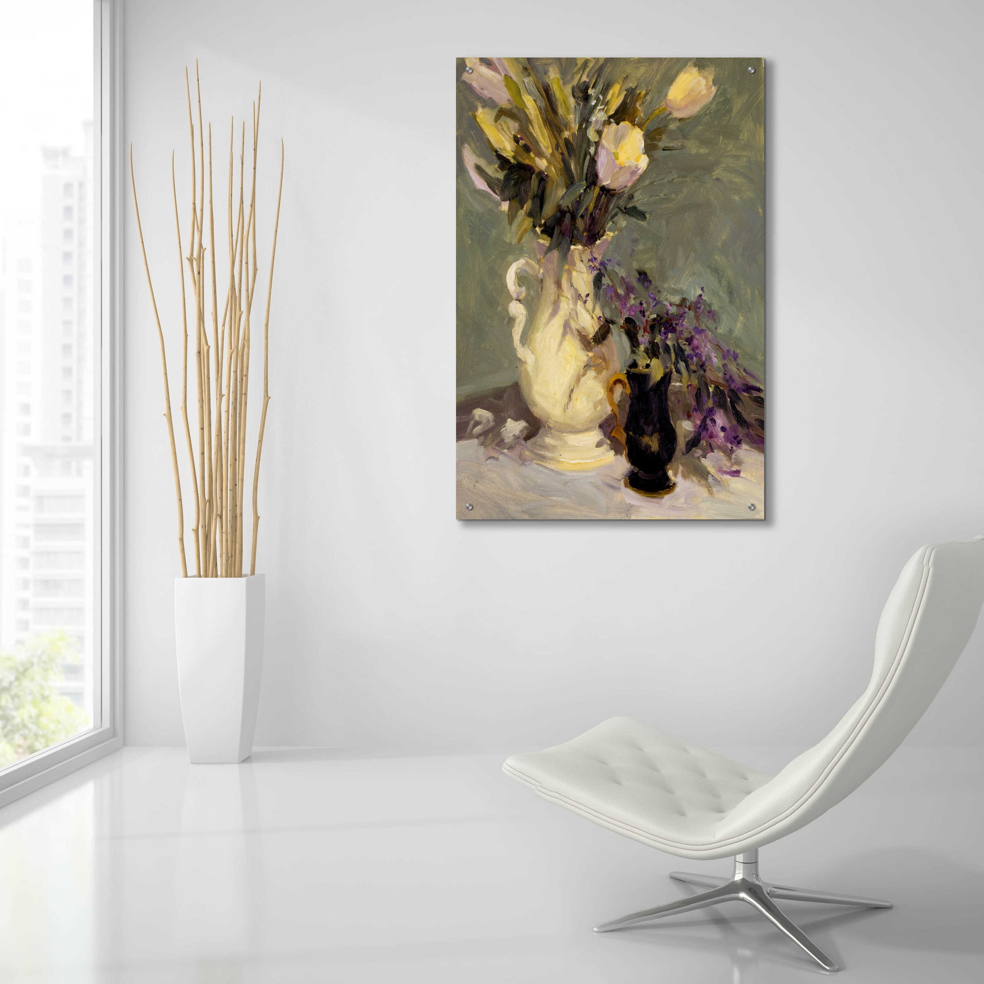 Epic Art 'Tulips And Lavender' by Allayn Stevens, Acrylic Glass Wall Art,24x36