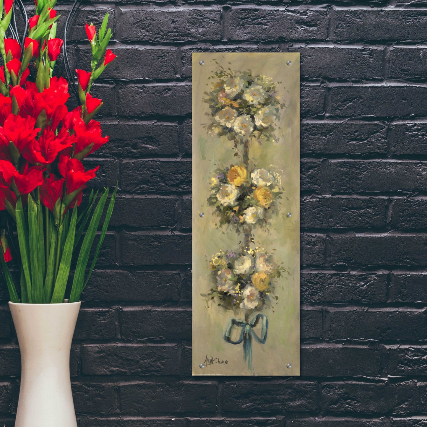 Epic Art 'Topiary Bouquet 1' by Allayn Stevens, Acrylic Glass Wall Art,12x36