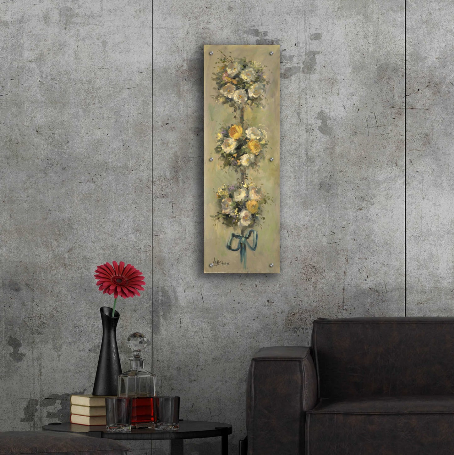 Epic Art 'Topiary Bouquet 1' by Allayn Stevens, Acrylic Glass Wall Art,12x36