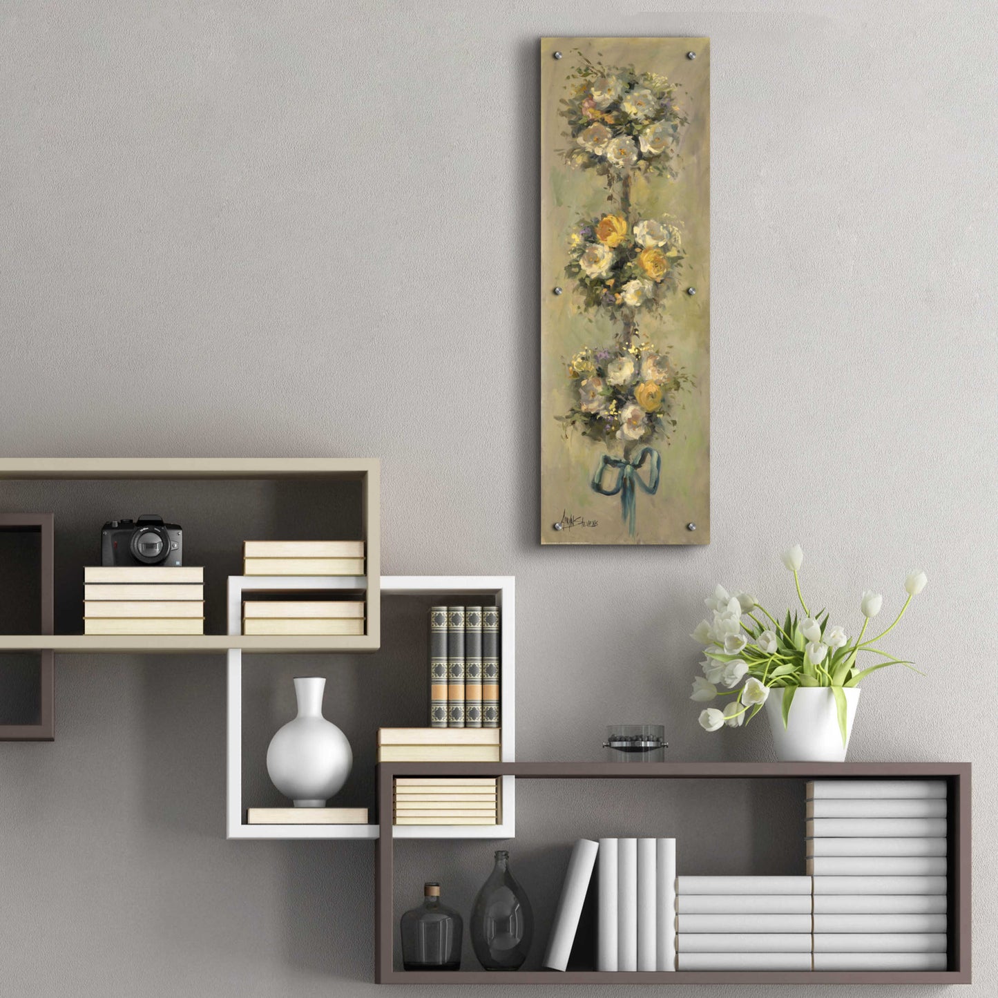 Epic Art 'Topiary Bouquet 1' by Allayn Stevens, Acrylic Glass Wall Art,12x36