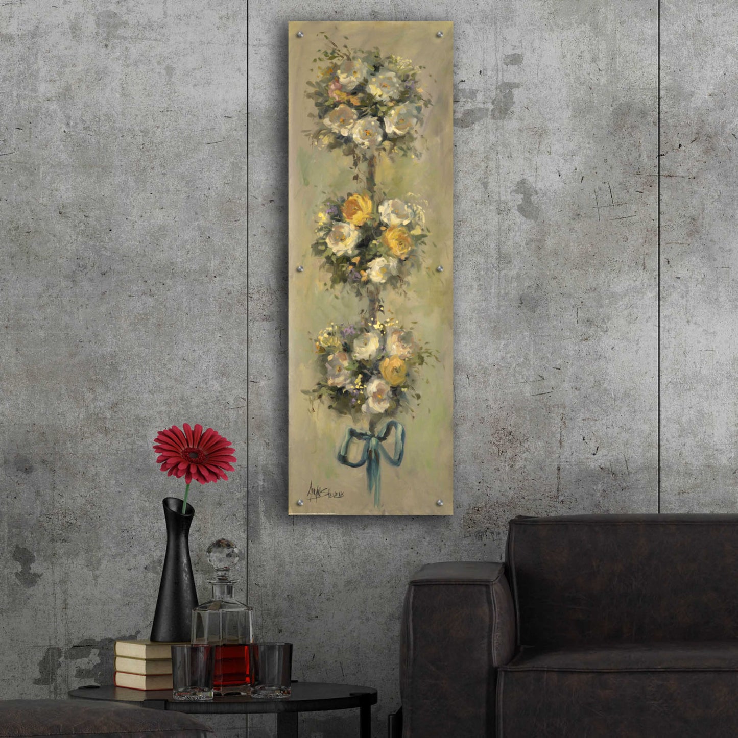 Epic Art 'Topiary Bouquet 1' by Allayn Stevens, Acrylic Glass Wall Art,16x48