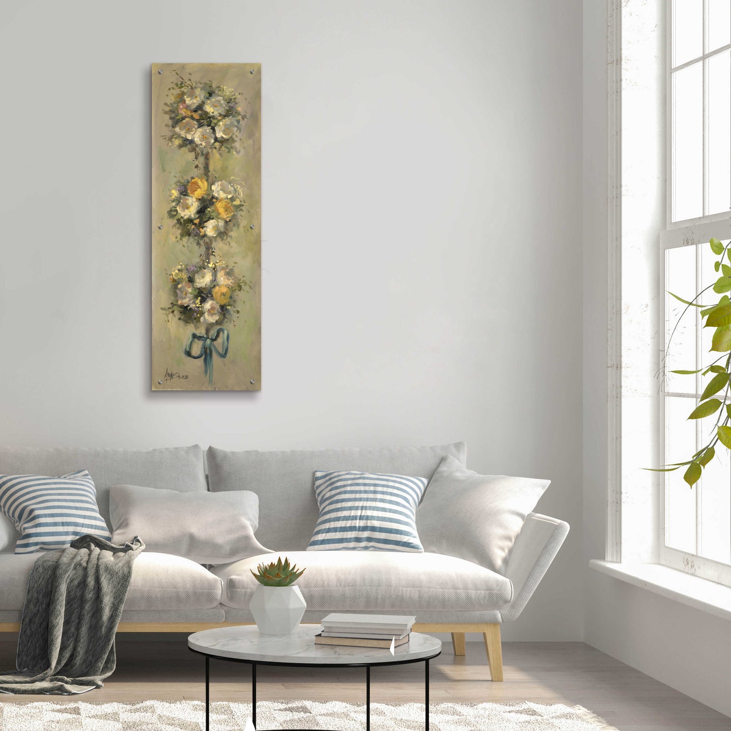 Epic Art 'Topiary Bouquet 1' by Allayn Stevens, Acrylic Glass Wall Art,16x48