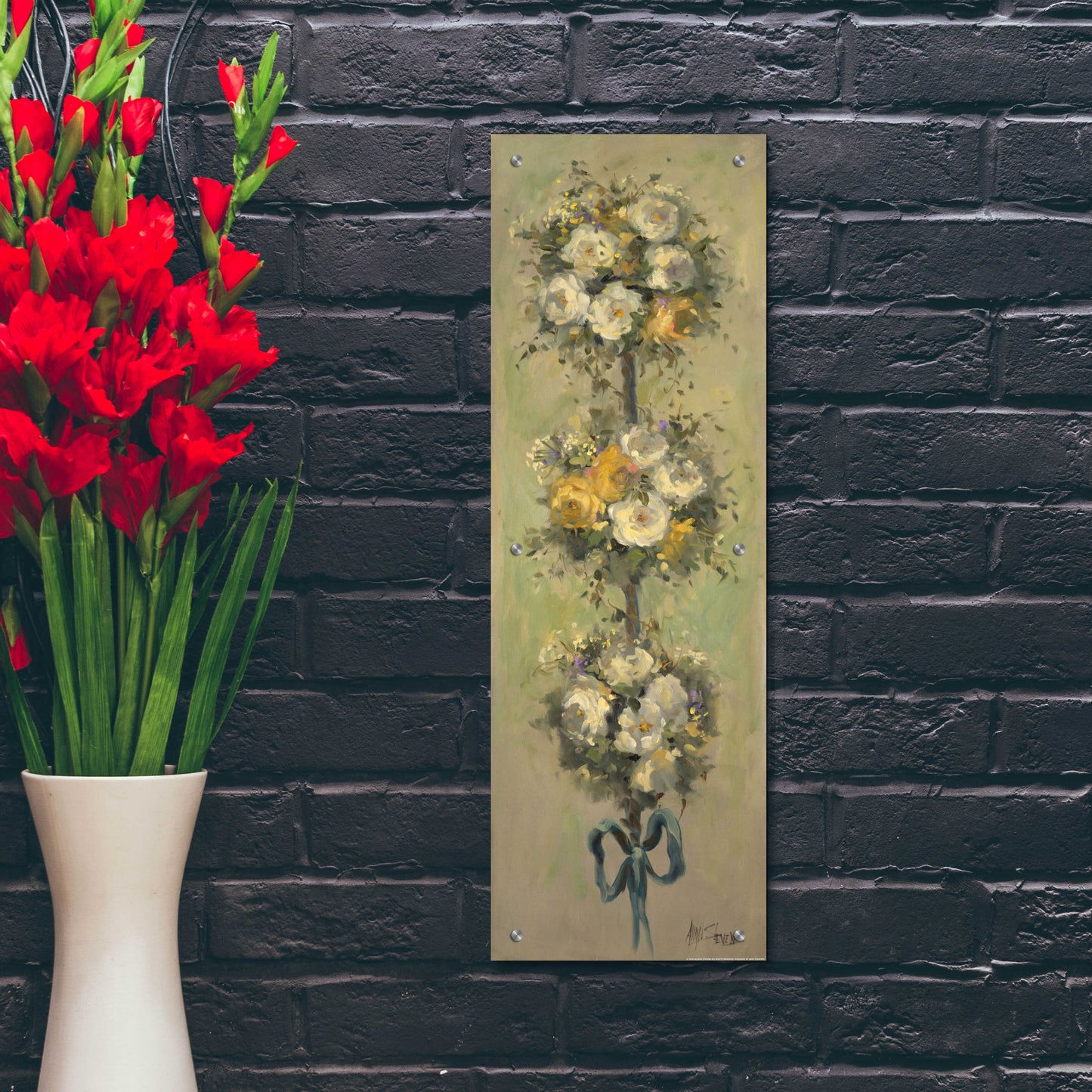 Epic Art 'Topiary Bouquet 2' by Allayn Stevens, Acrylic Glass Wall Art,12x36