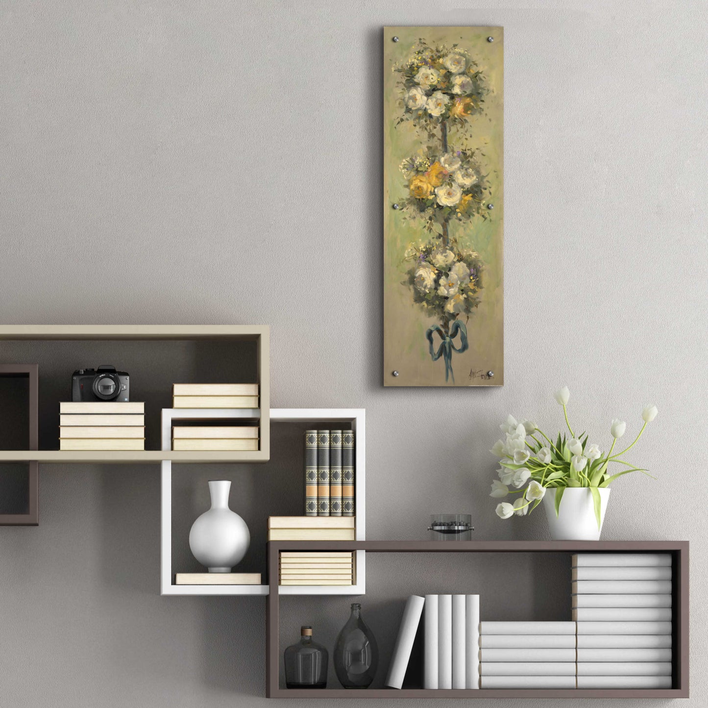 Epic Art 'Topiary Bouquet 2' by Allayn Stevens, Acrylic Glass Wall Art,12x36