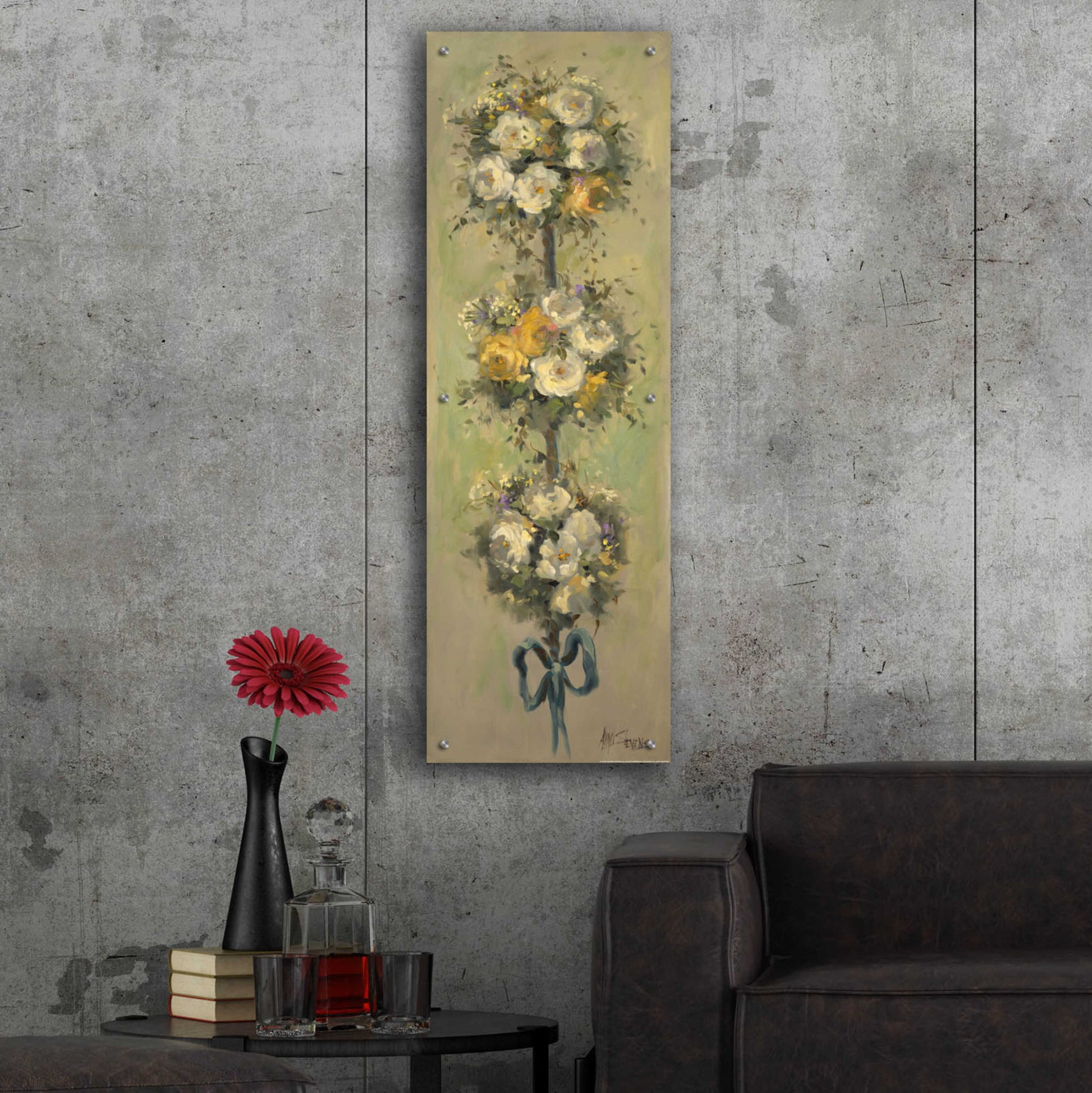 Epic Art 'Topiary Bouquet 2' by Allayn Stevens, Acrylic Glass Wall Art,16x48