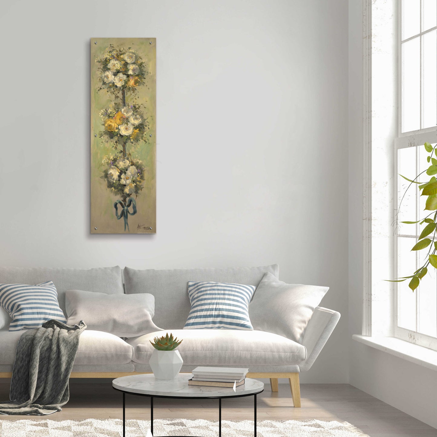 Epic Art 'Topiary Bouquet 2' by Allayn Stevens, Acrylic Glass Wall Art,16x48