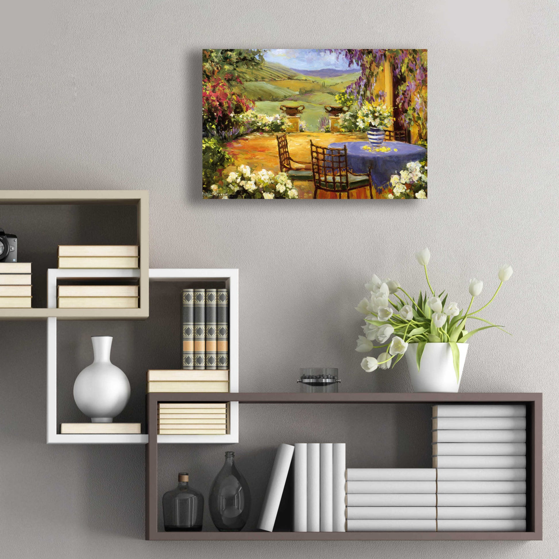 Epic Art 'Countryside Terrace' by Allayn Stevens, Acrylic Glass Wall Art,24x16