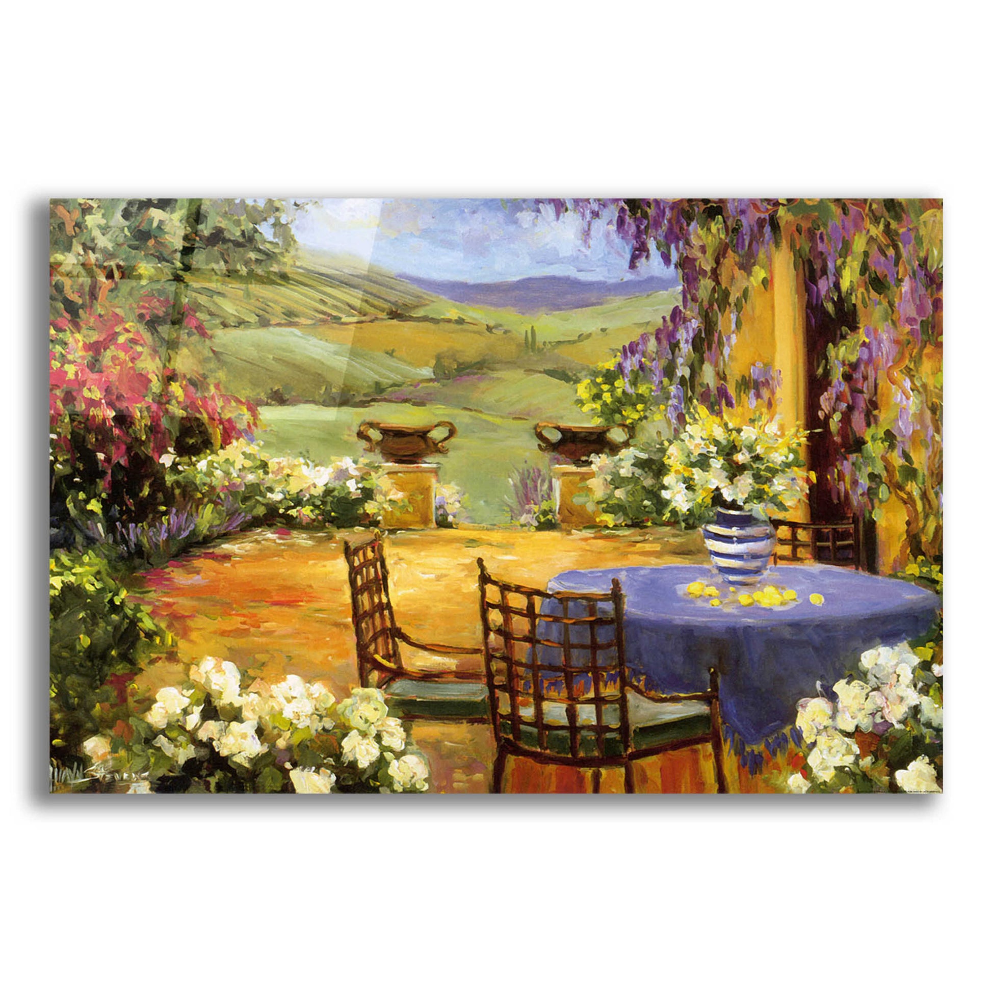 Epic Art 'Countryside Terrace' by Allayn Stevens, Acrylic Glass Wall Art,24x16