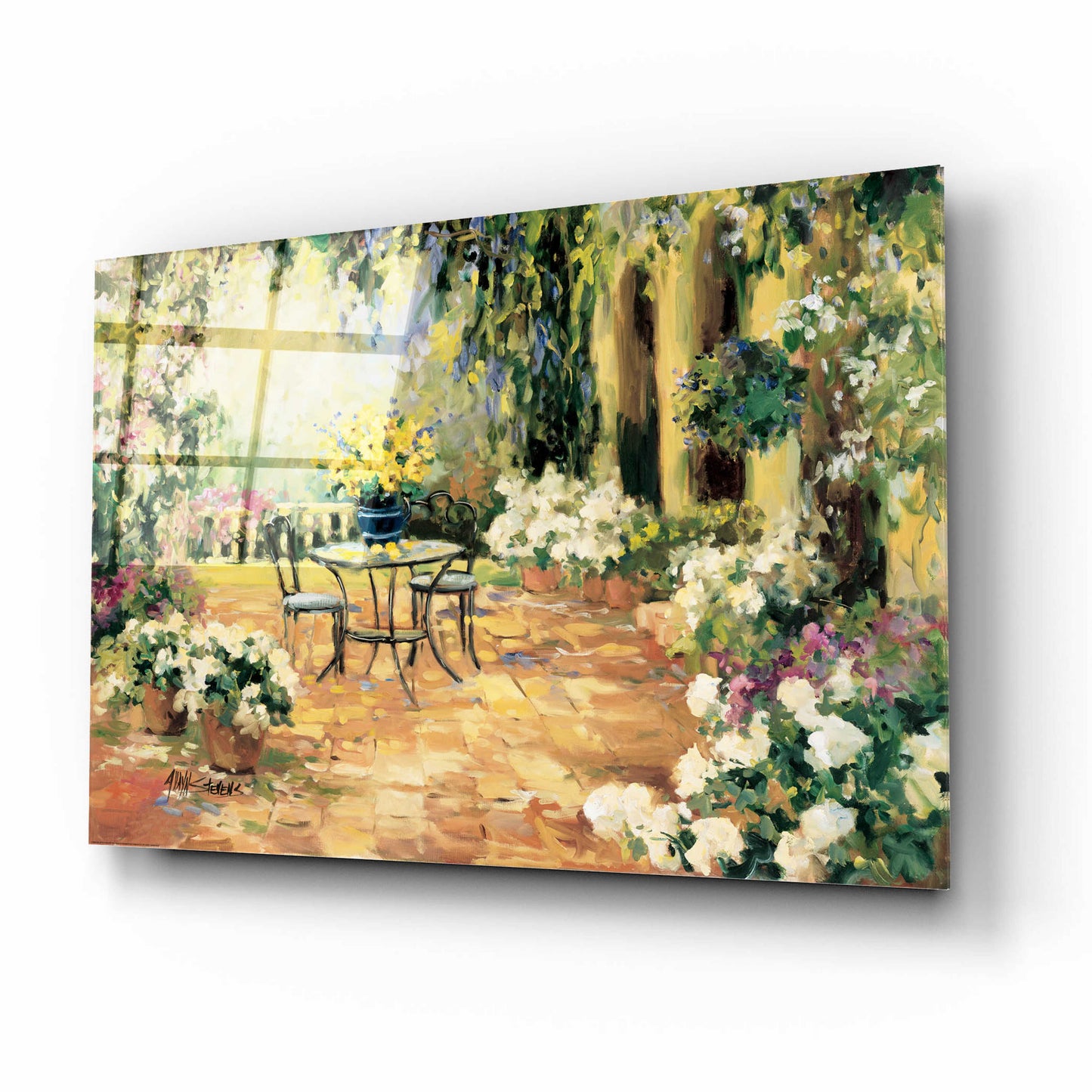 Epic Art 'Floral Courtyard' by Allayn Stevens, Acrylic Glass Wall Art,16x12