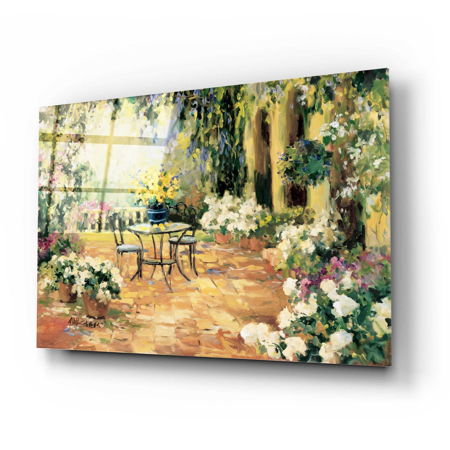 Epic Art 'Floral Courtyard' by Allayn Stevens, Acrylic Glass Wall Art,24x16