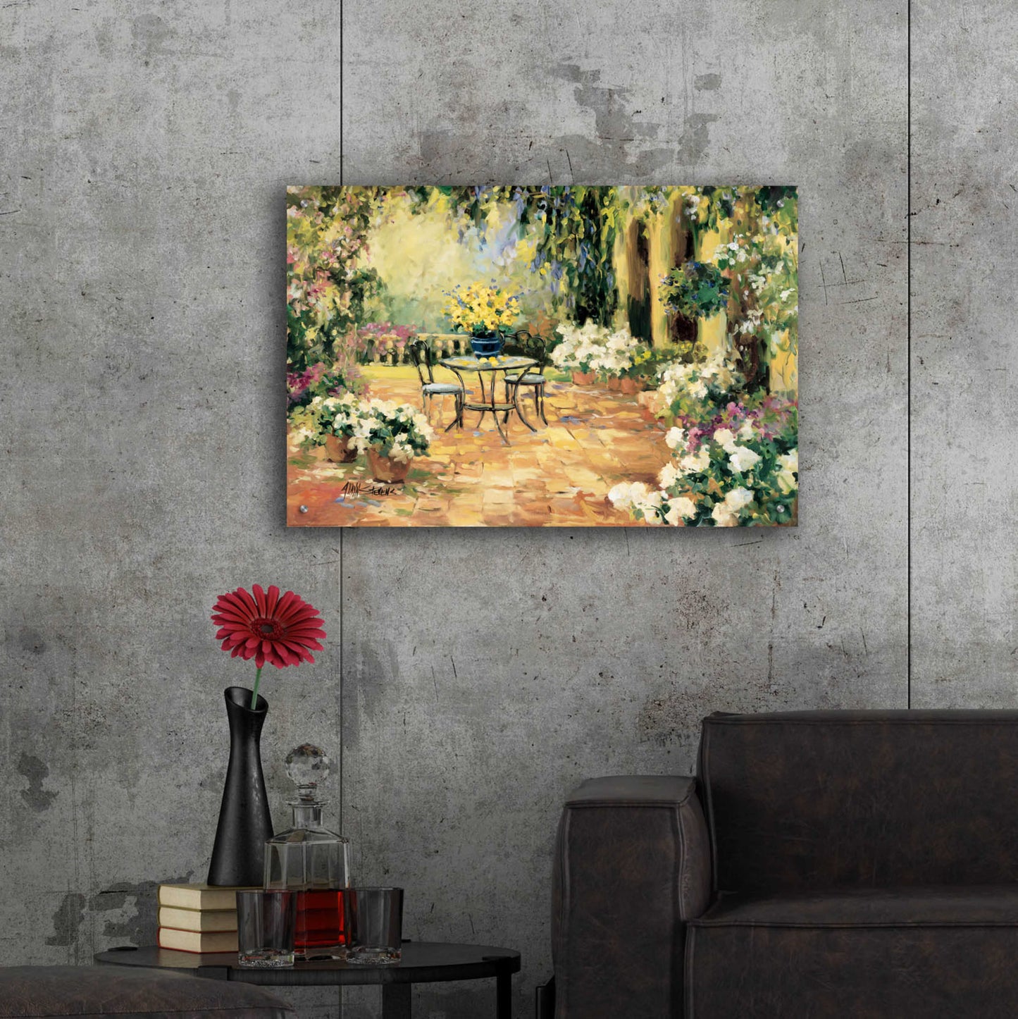 Epic Art 'Floral Courtyard' by Allayn Stevens, Acrylic Glass Wall Art,36x24