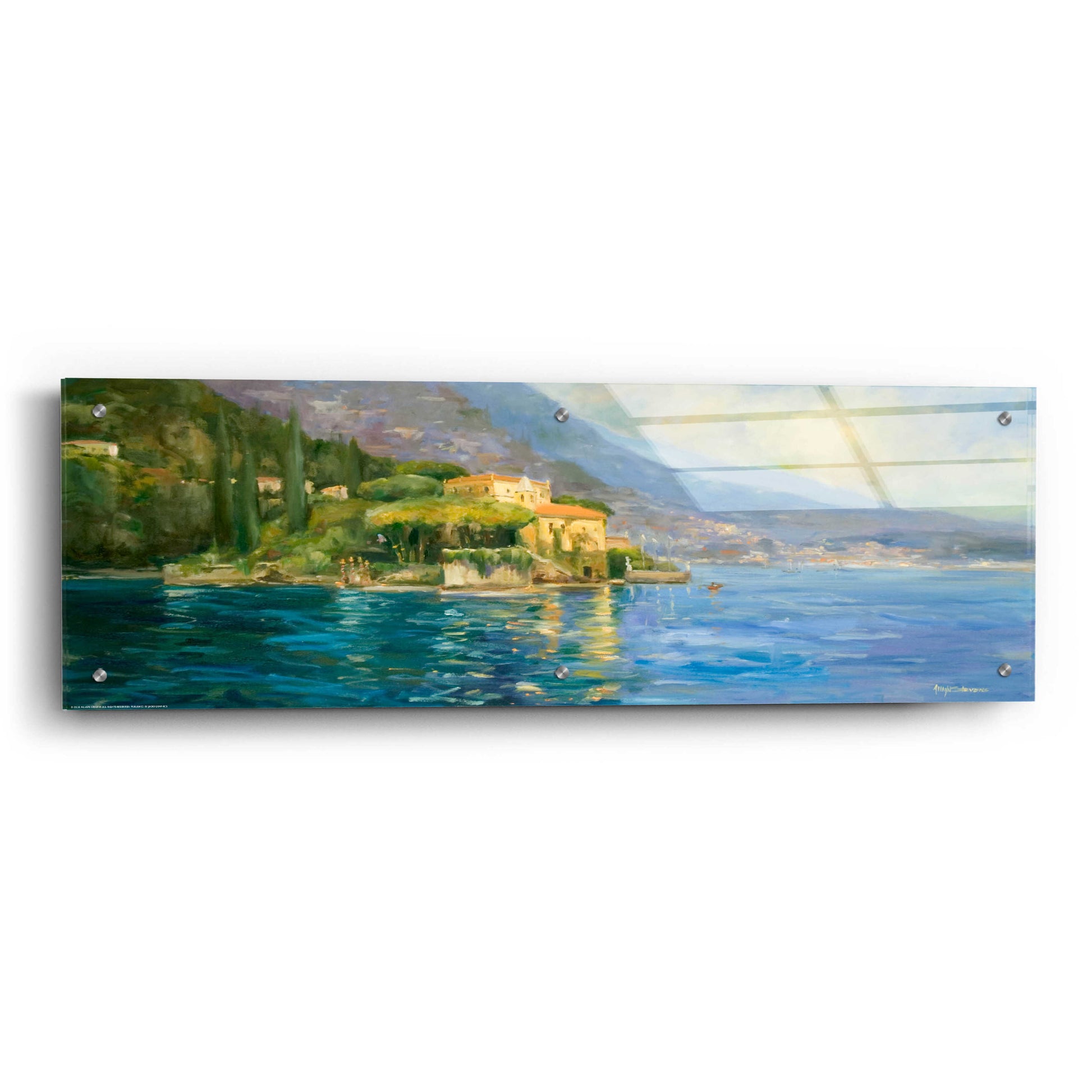 Epic Art 'Lake Como' by Allayn Stevens, Acrylic Glass Wall Art,36x12