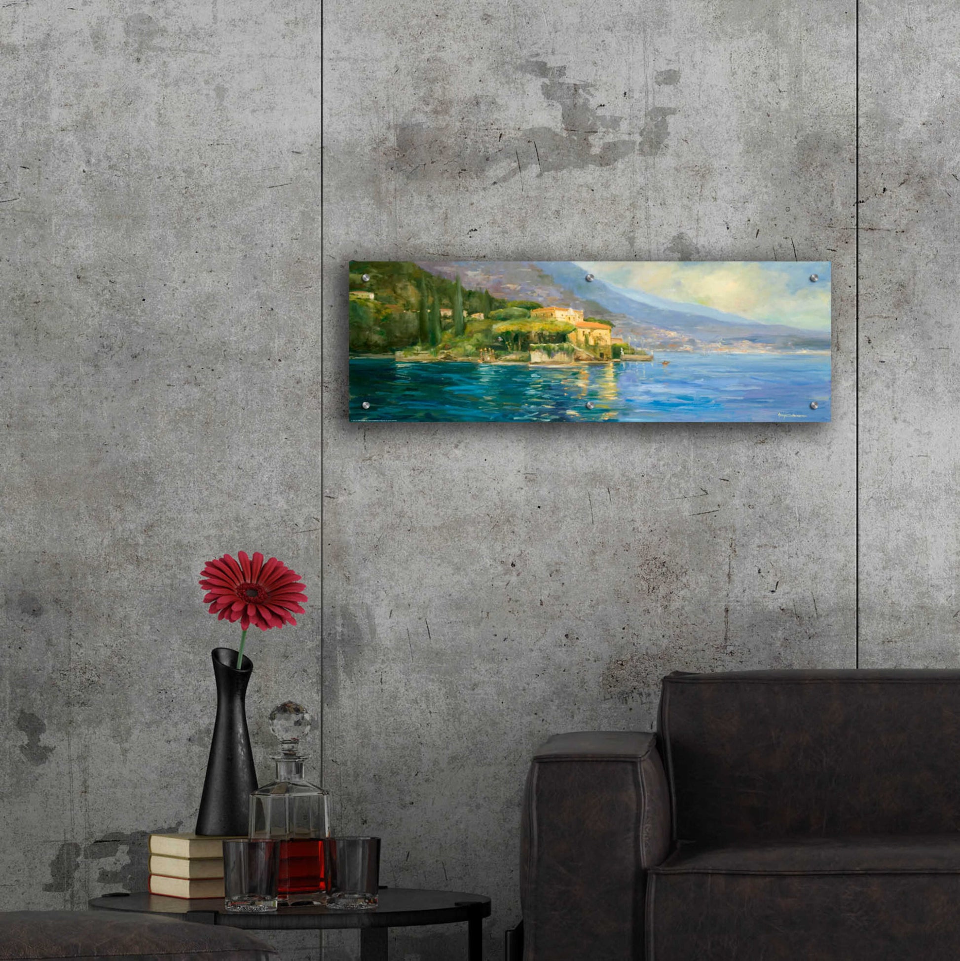 Epic Art 'Lake Como' by Allayn Stevens, Acrylic Glass Wall Art,36x12