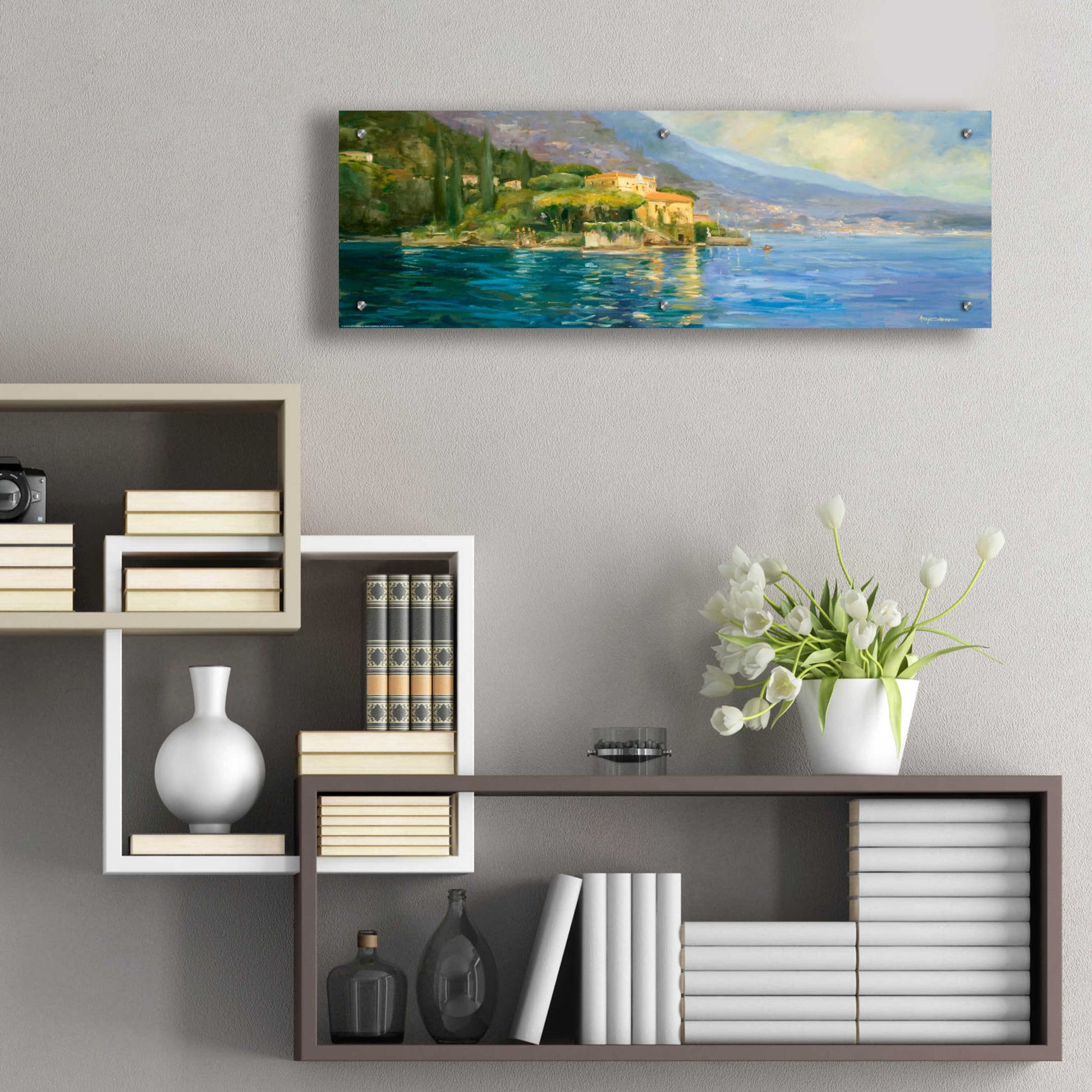 Epic Art 'Lake Como' by Allayn Stevens, Acrylic Glass Wall Art,36x12