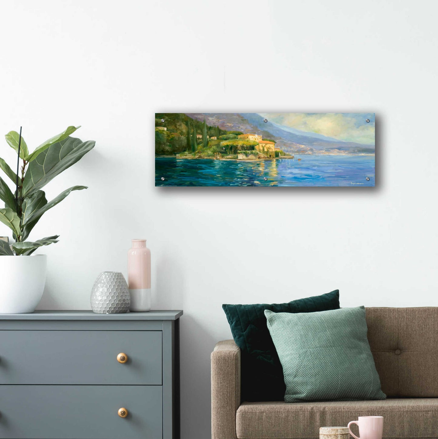 Epic Art 'Lake Como' by Allayn Stevens, Acrylic Glass Wall Art,36x12