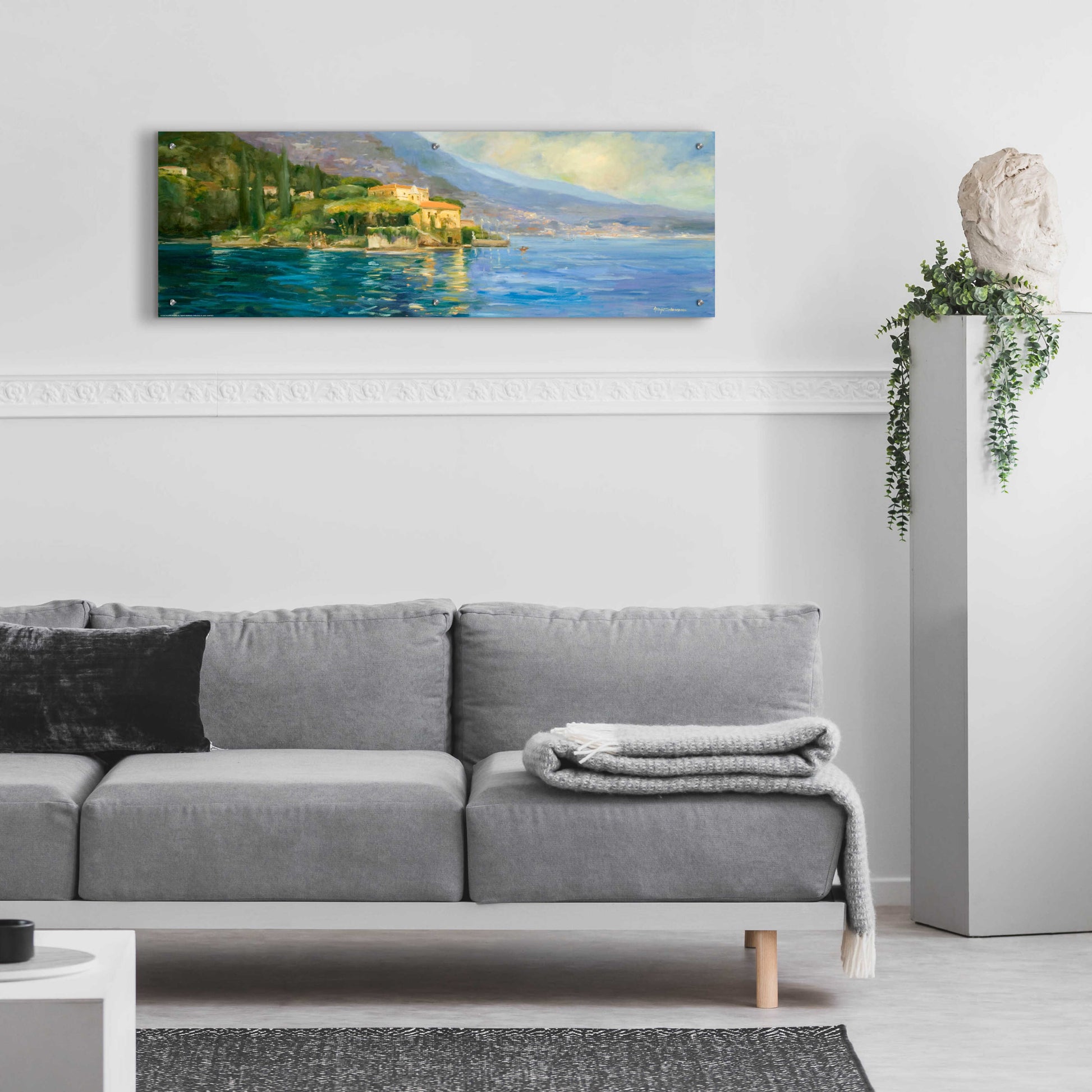 Epic Art 'Lake Como' by Allayn Stevens, Acrylic Glass Wall Art,48x16