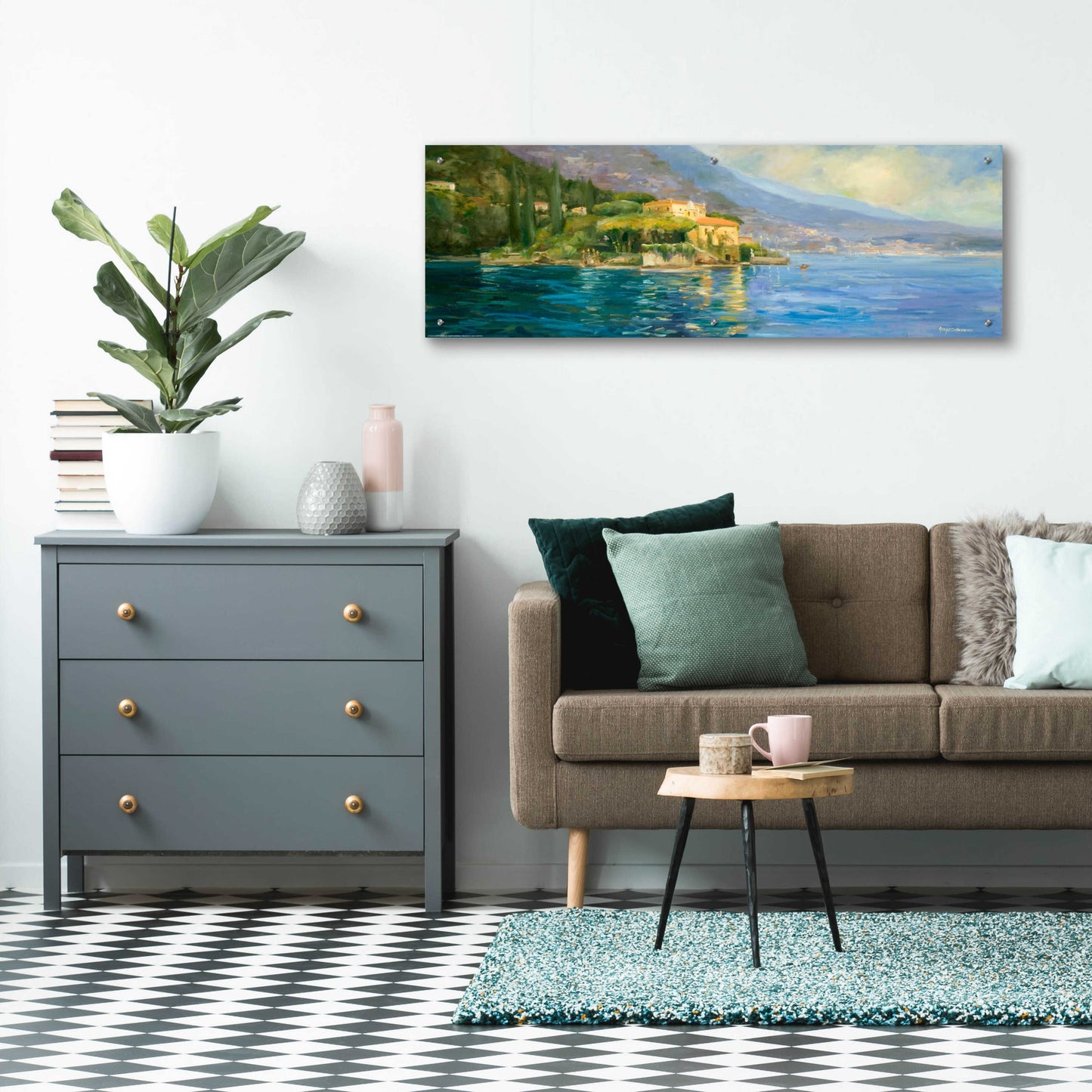 Epic Art 'Lake Como' by Allayn Stevens, Acrylic Glass Wall Art,48x16