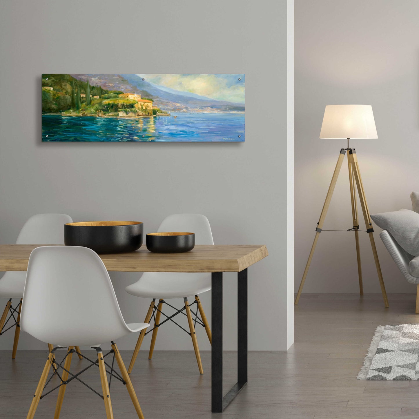 Epic Art 'Lake Como' by Allayn Stevens, Acrylic Glass Wall Art,48x16