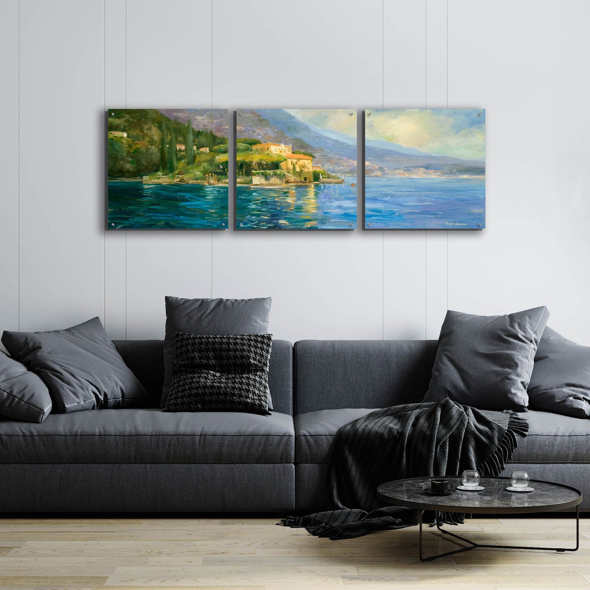 Lake Como by Allayn Stevens - 72x24 acrylic wall art in a room