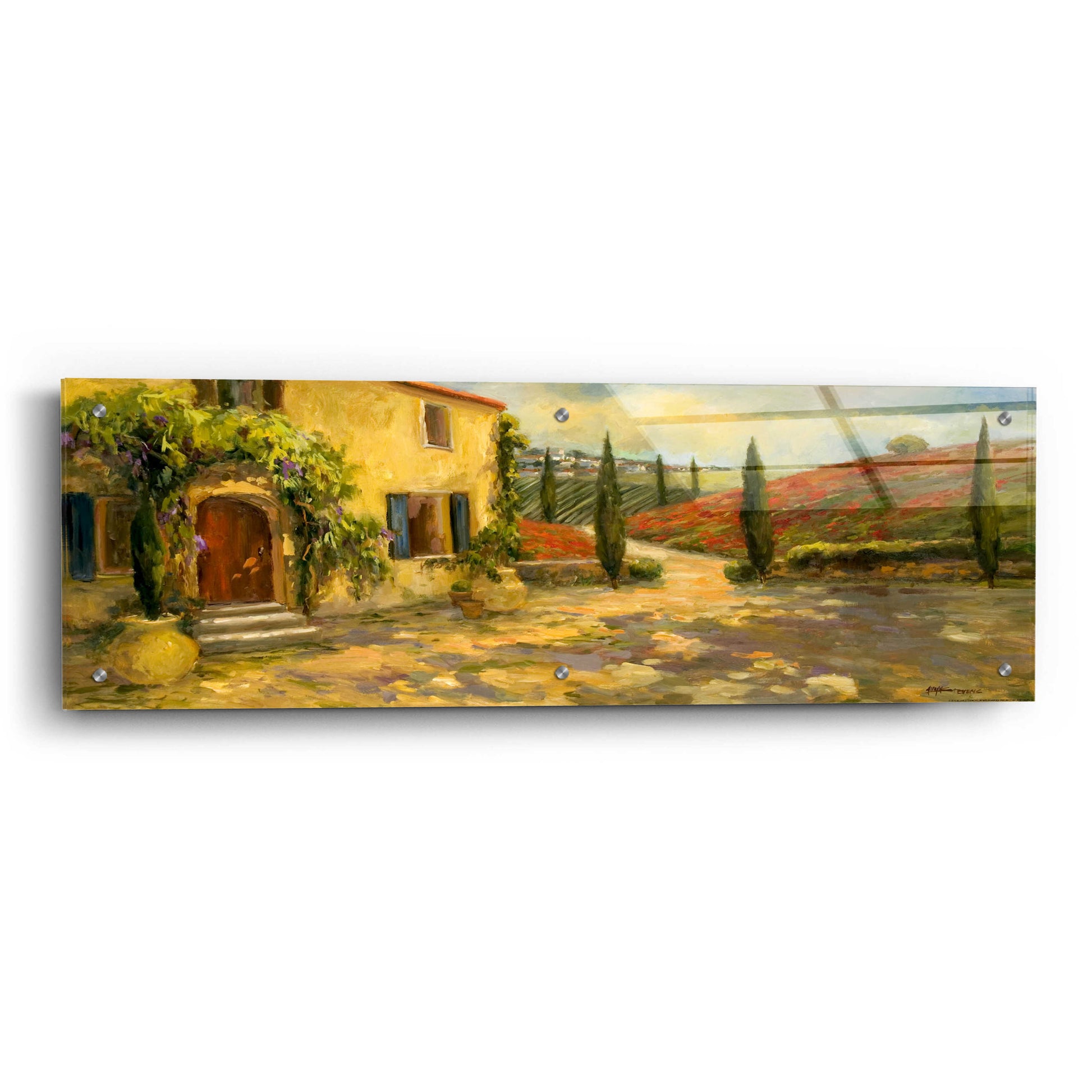 Epic Art 'Tuscan Fields' by Allayn Stevens, Acrylic Glass Wall Art,36x12