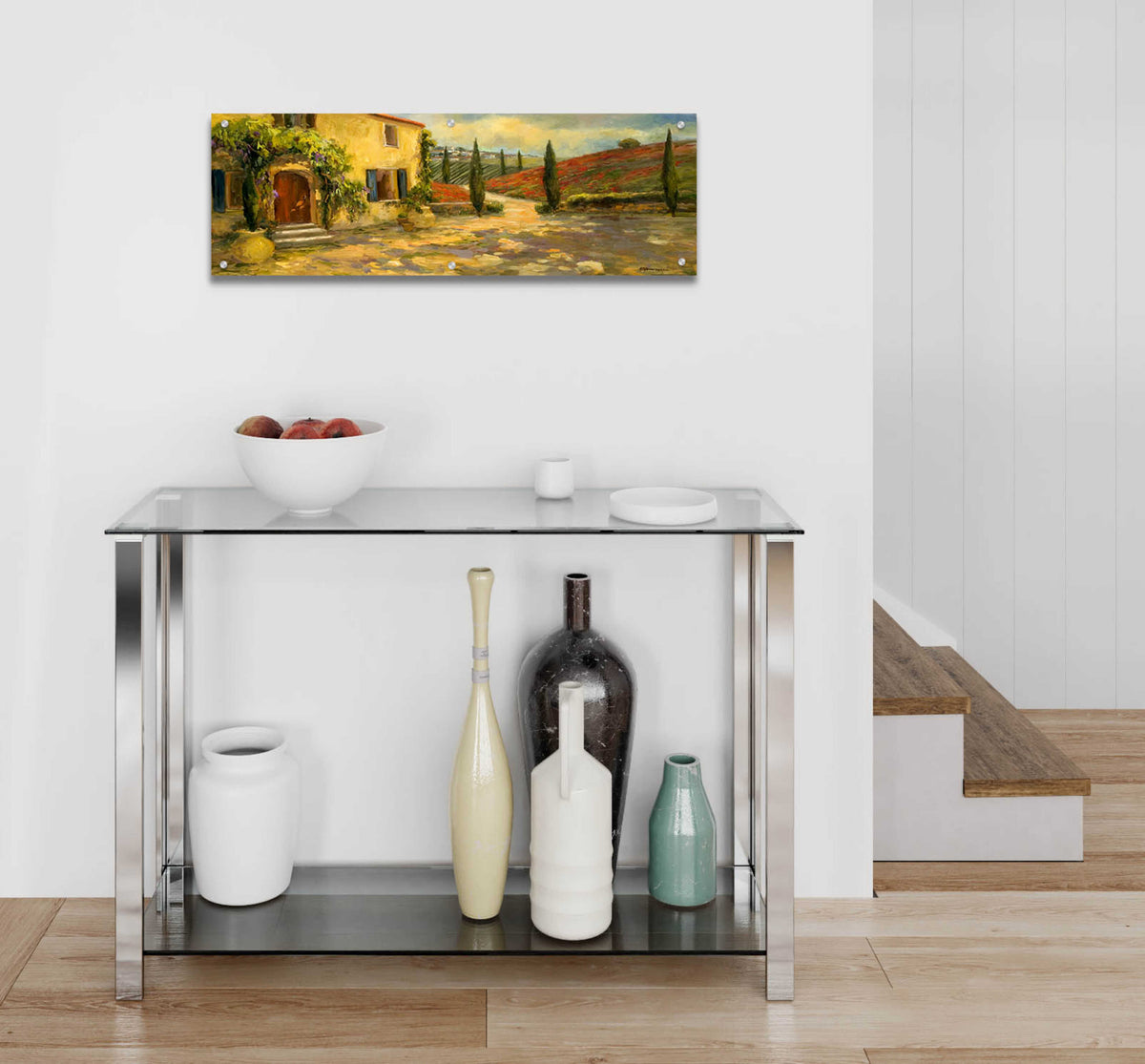 Tuscan Fields by Allayn Stevens - 36x12 acrylic wall art in a room